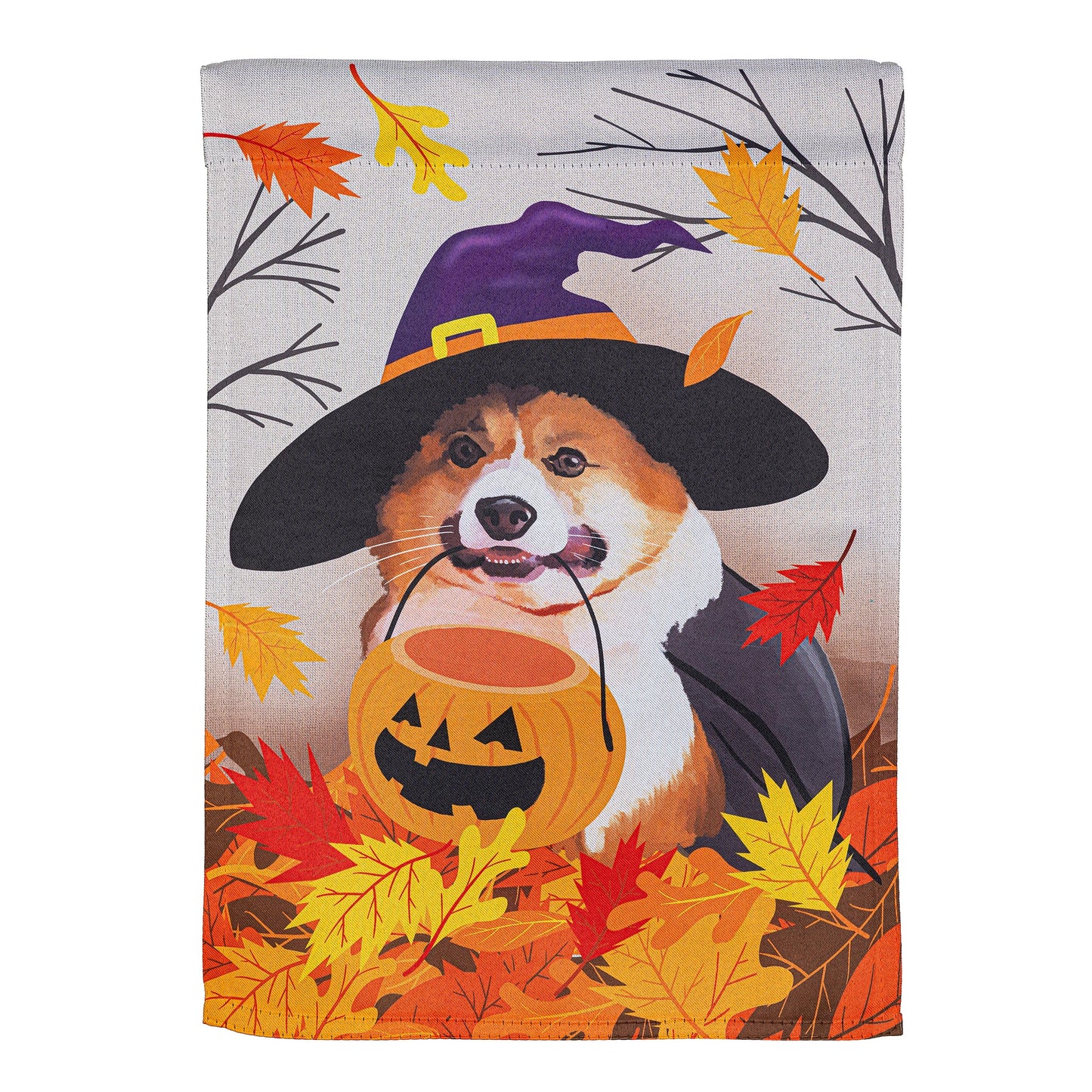 Corgi Fall Suede Garden Flag