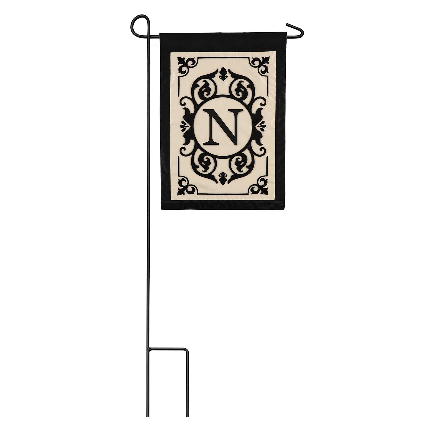 Cambridge Monogram Garden Applique Flag, Letter N