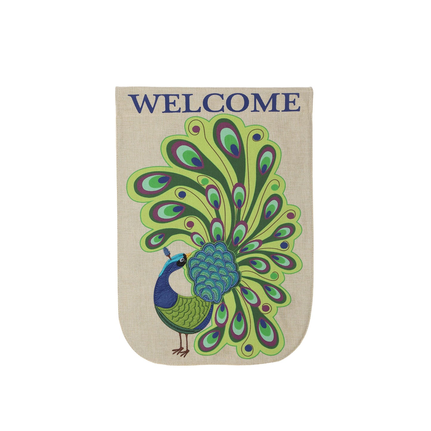Peacock Garden Burlap Flag