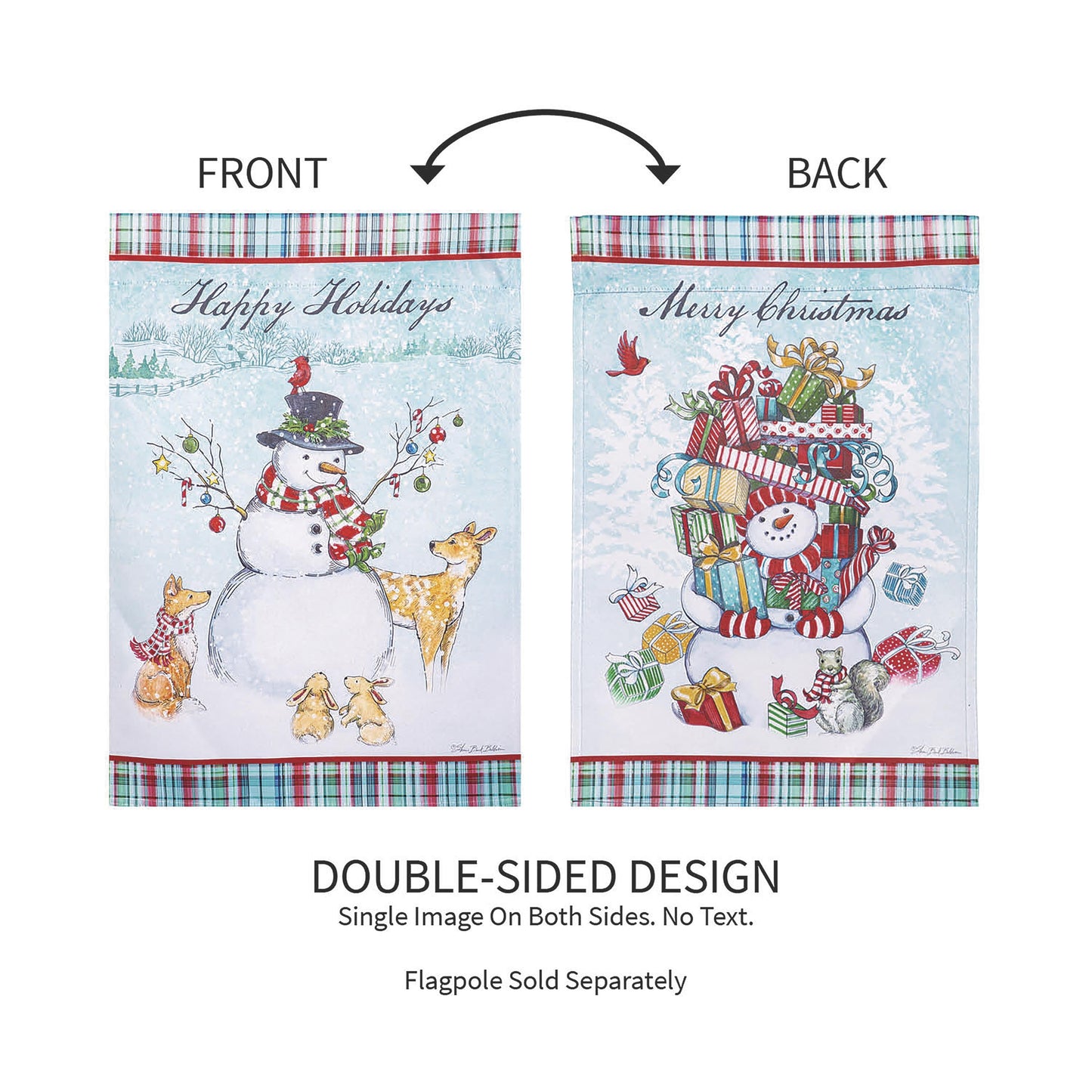 Snowman Holiday Reversible Suede Garden Flag
