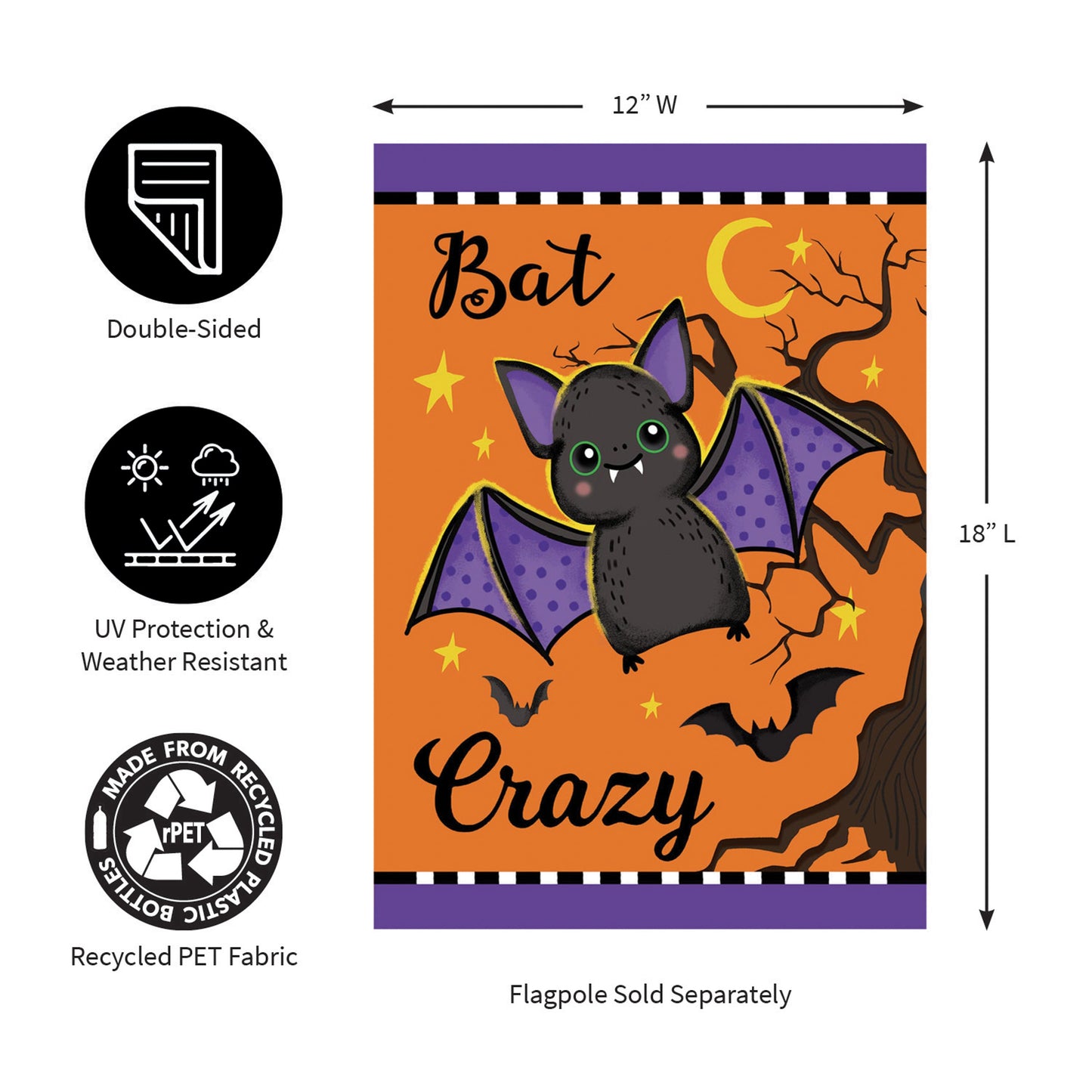 Gone Batty Applique Garden Flag
