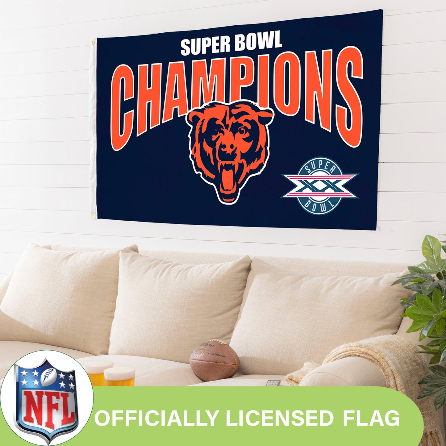 Chicago Bears Superbowl XX Champions Football 3x5 Flag