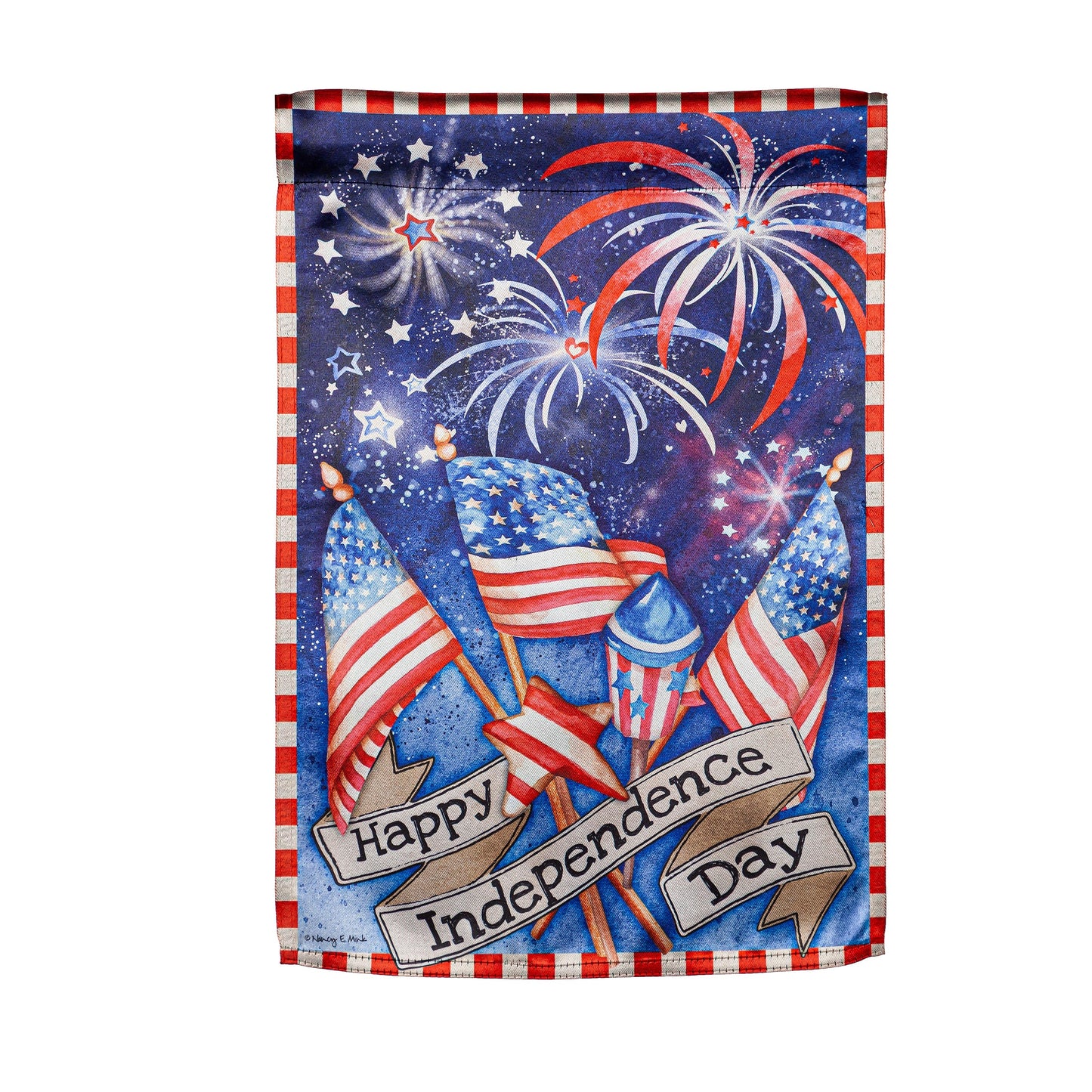 Independence Day Fireworks Garden Lustre Flag