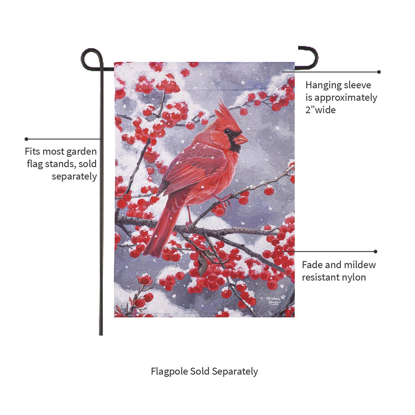 Red Cardinal Suede Garden Flag
