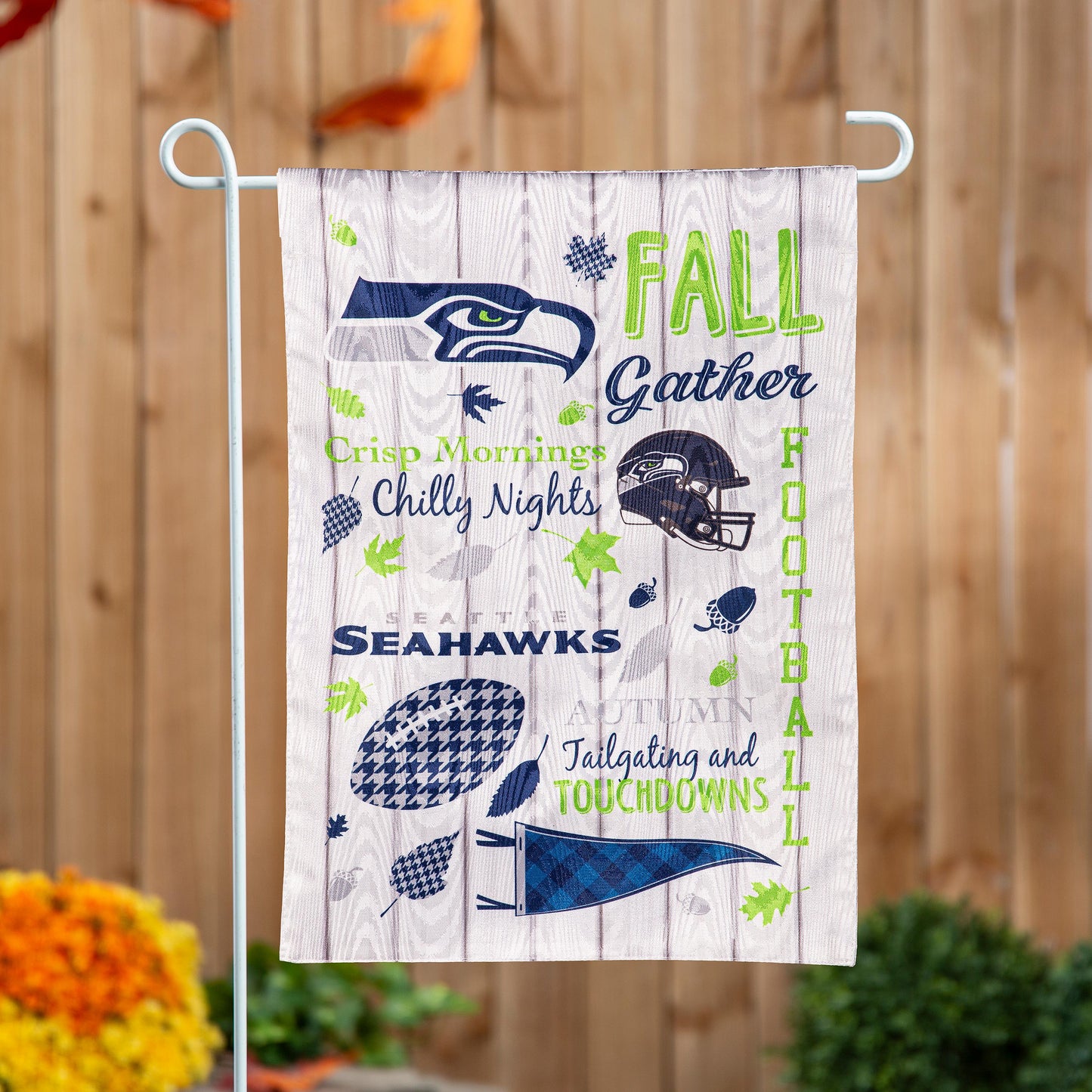 Seattle Seahawks Fall Seasonal Moire Garden Flag