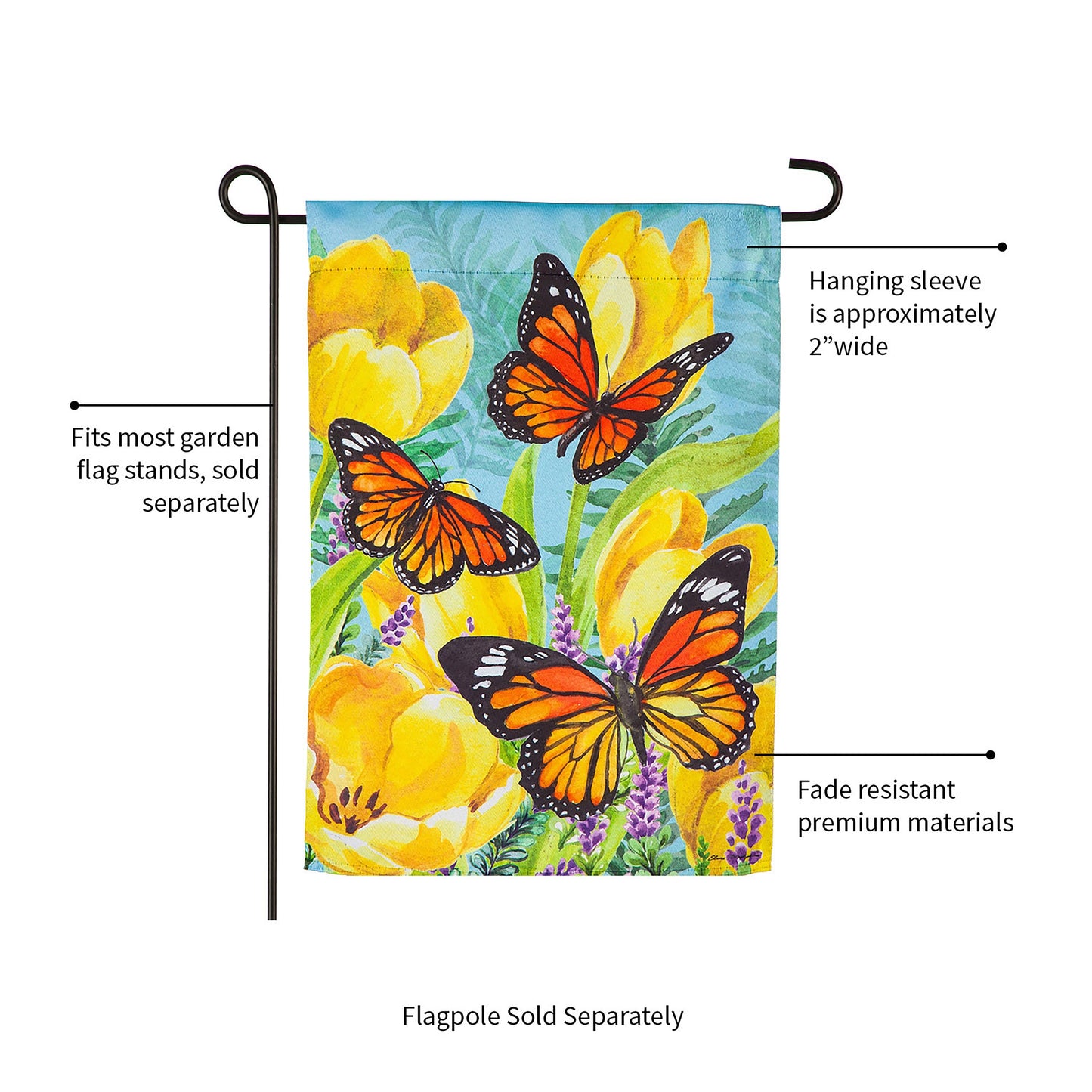 Tulip and Butterfly Garden Suede Flag