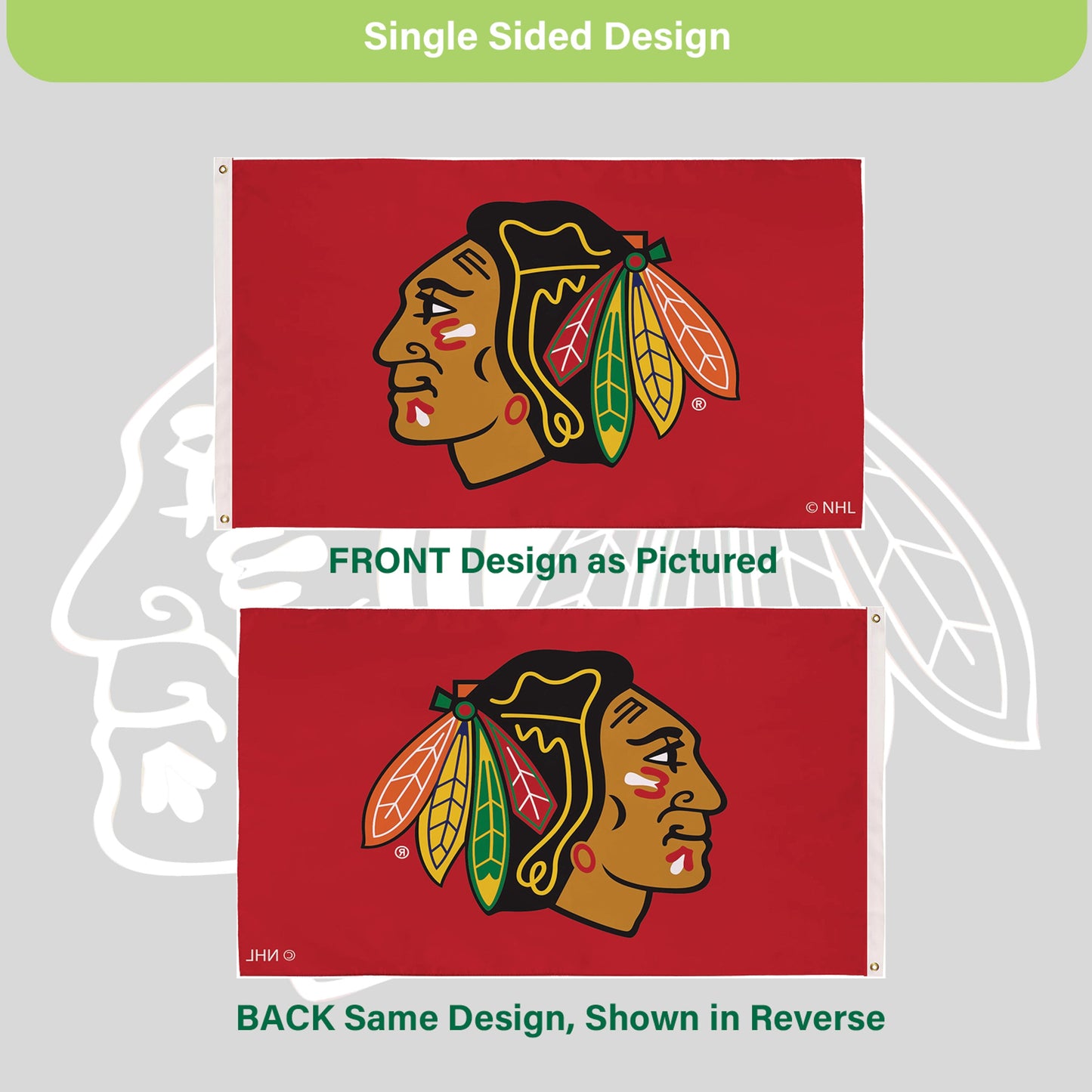 Chicago Blackhawks Single Sided Estate Flag with 2 Grommets, 3'x5'