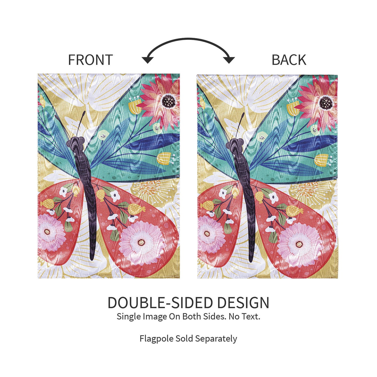 Folk Butterfly Moire Garden Flag