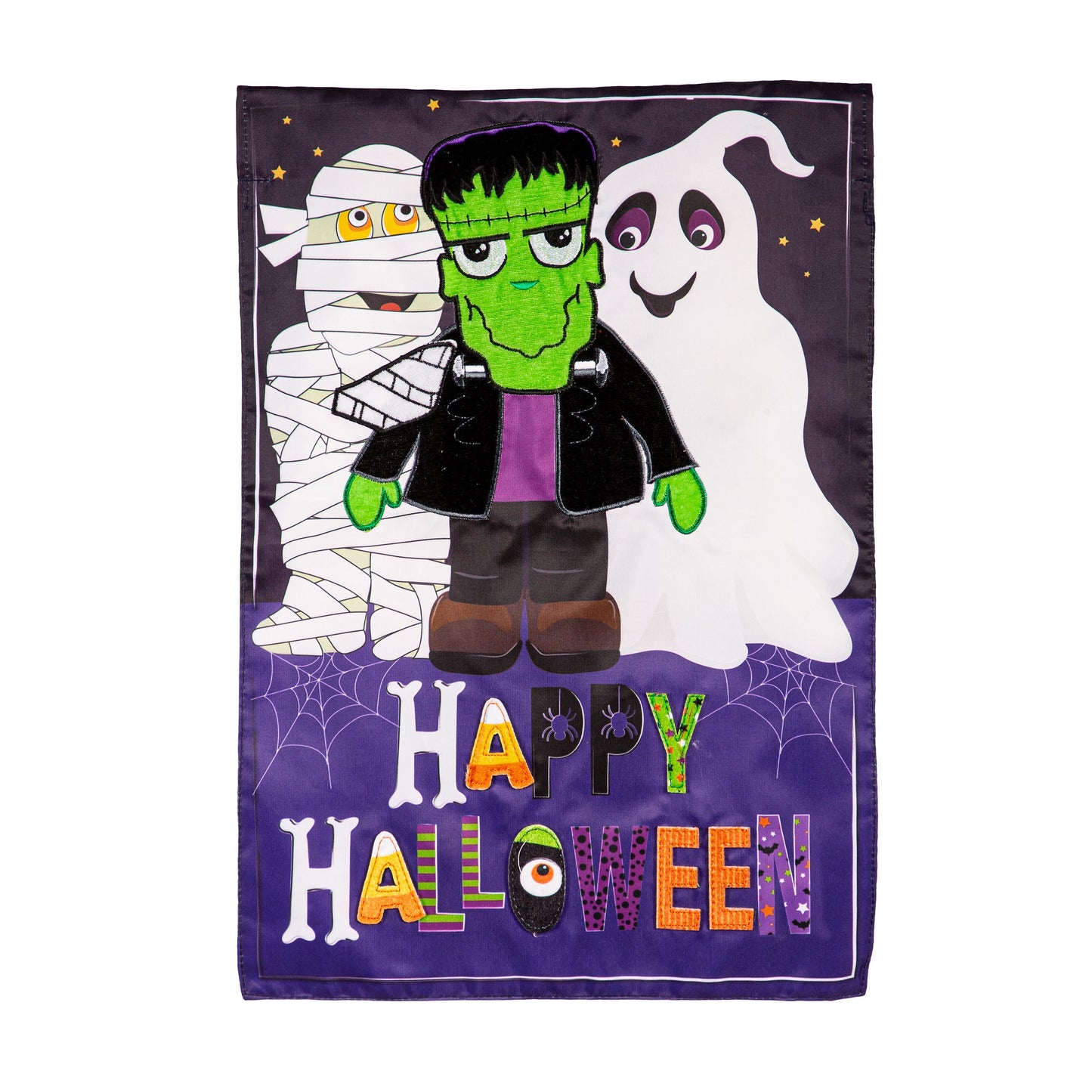 Happy Halloween Trio Applique House Flag