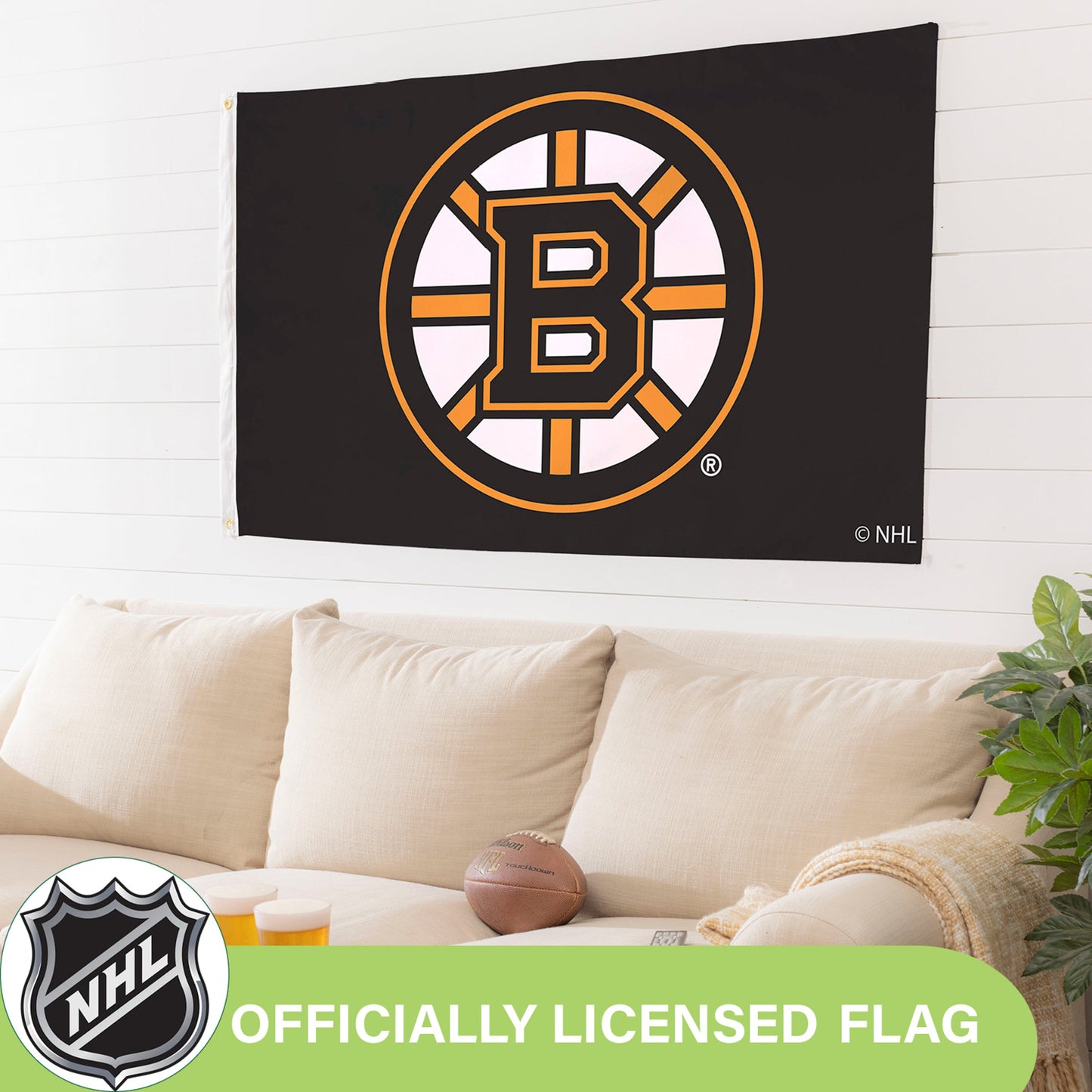 Boston Bruins Single Sided Flag with 2 Grommets, 3'x5'