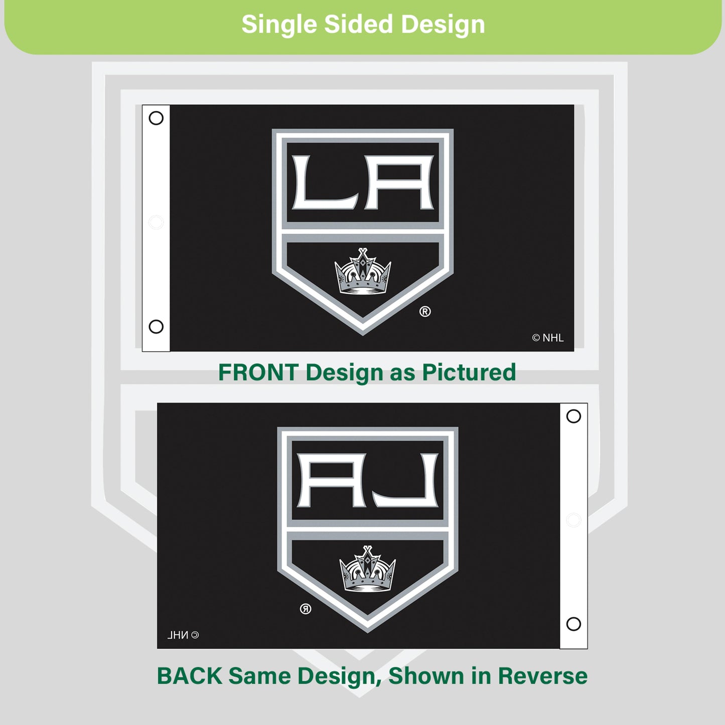 Los Angeles Kings Single Sided Flag w/ 2 Grommets, 3'x5'