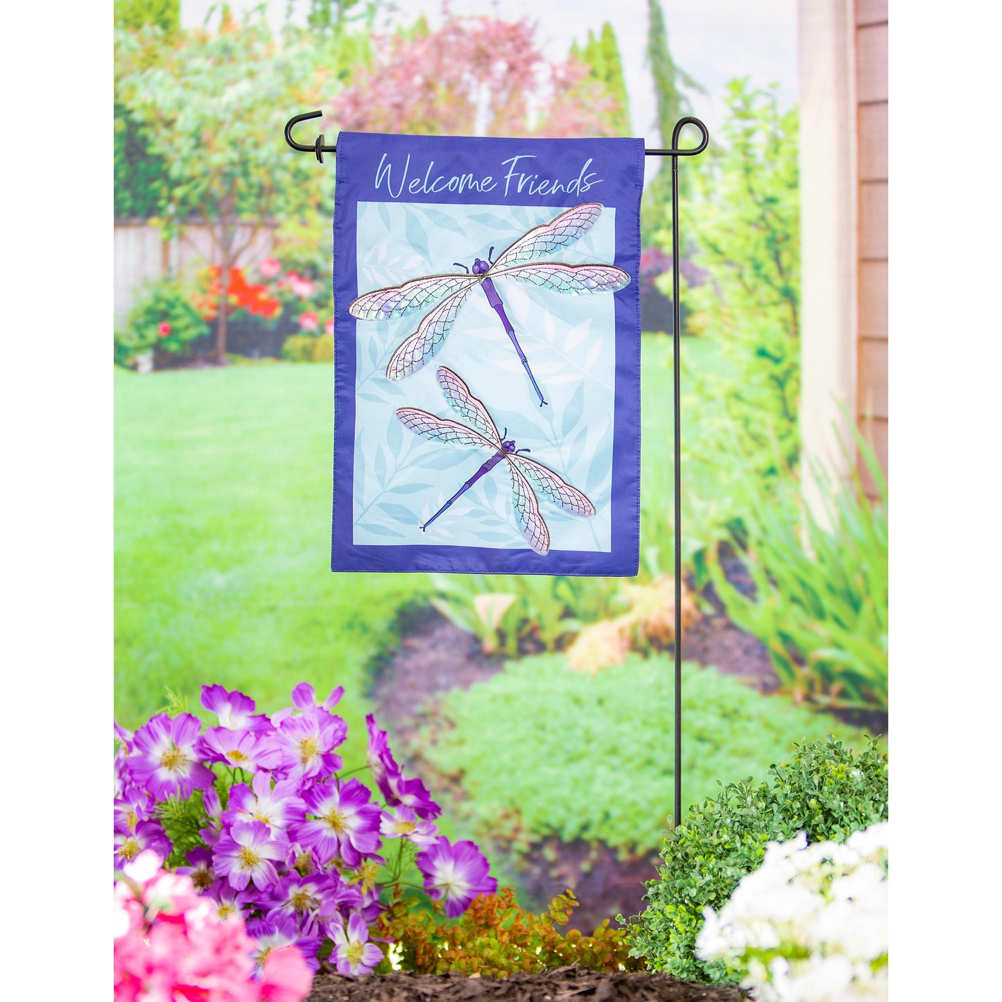 Pair of Dragonflies House Applique Flag