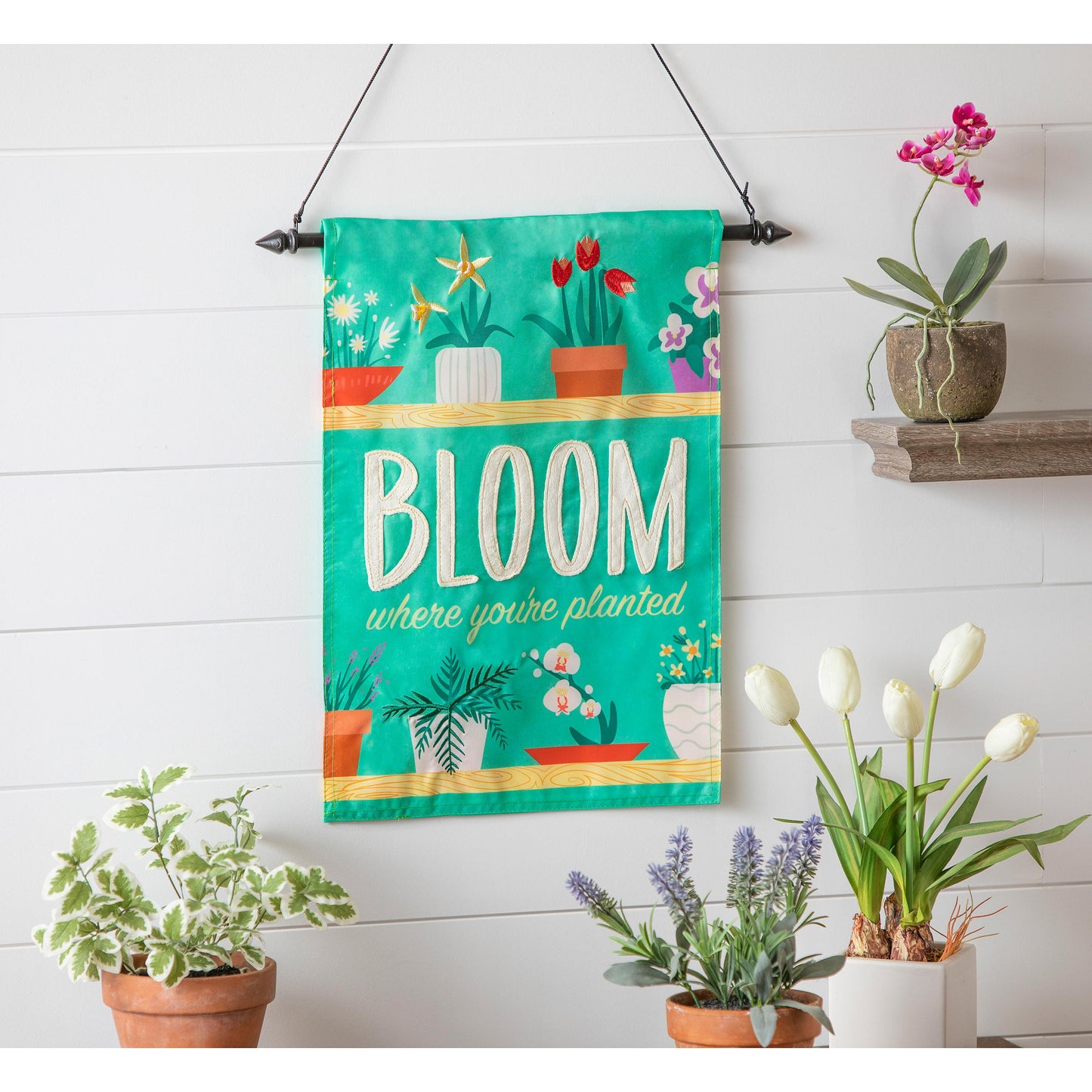 Bloom Where You Are Planted Applique Garden Flag