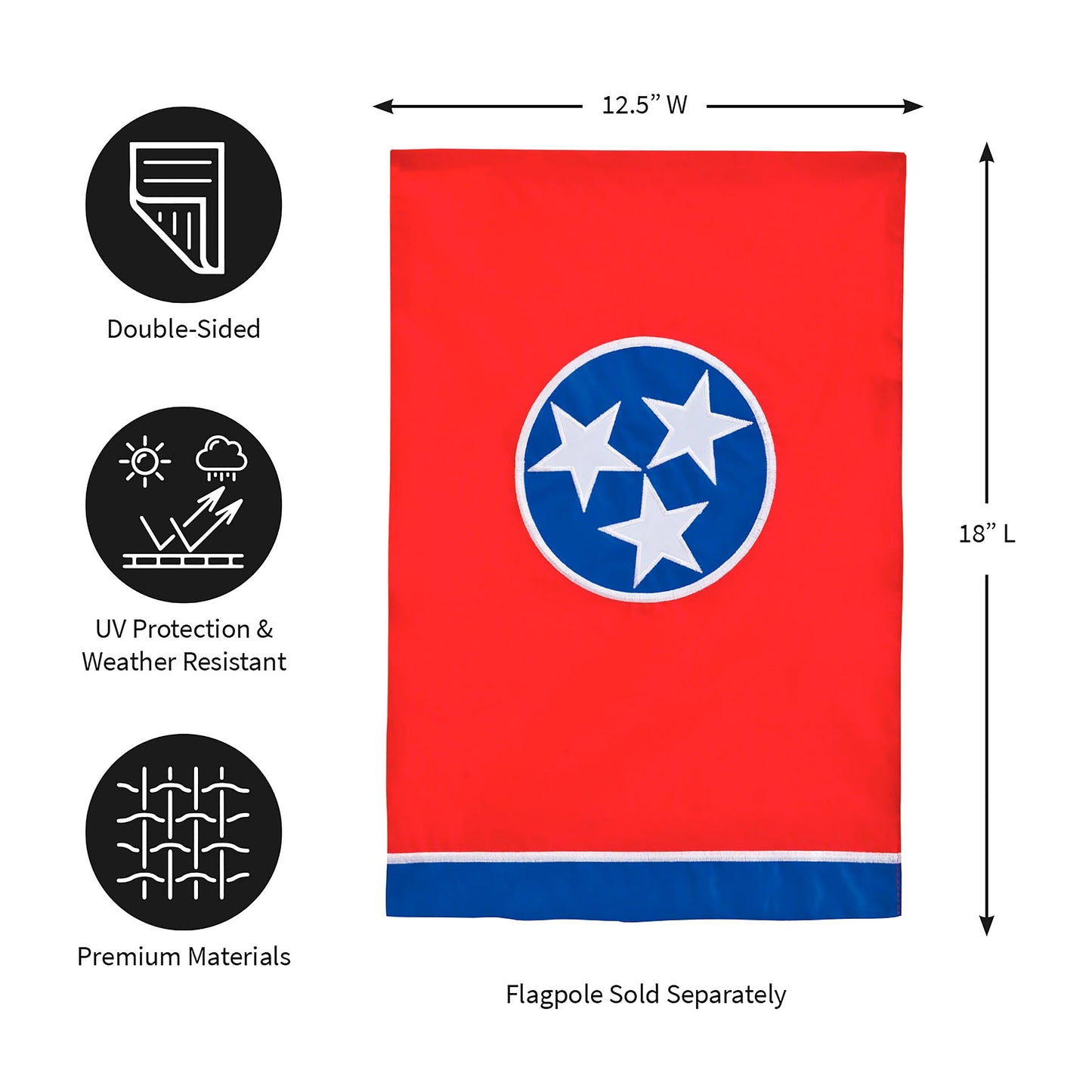 Tennessee State Flag Garden Applique Flag