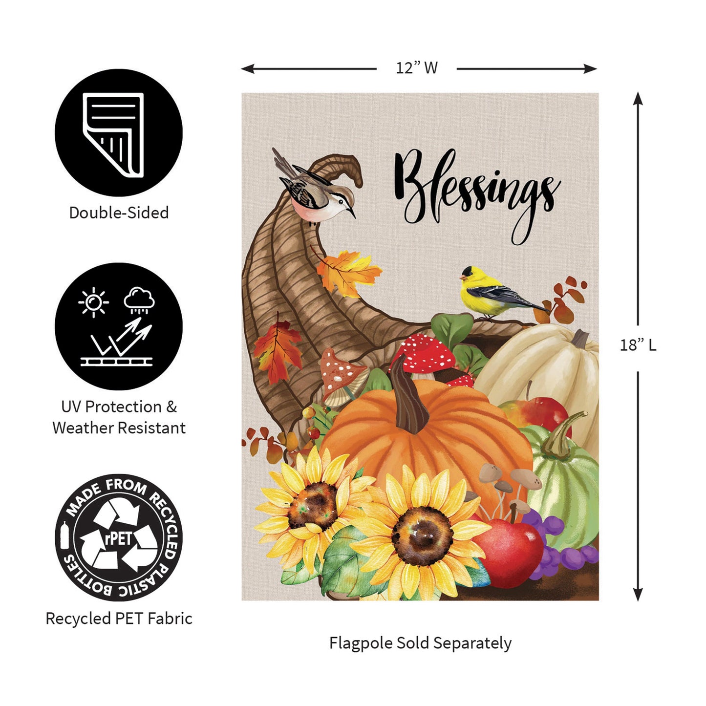 Grateful Cornucopia Suede Garden Flag