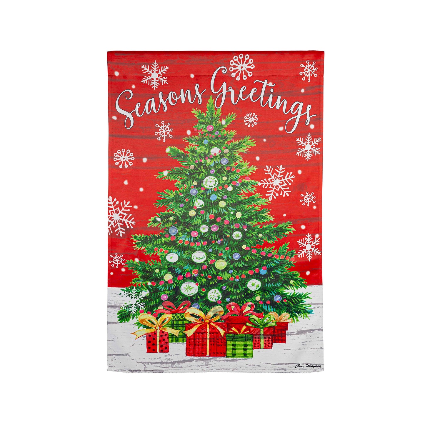 Seasons Greeting Trees Suede House Flag