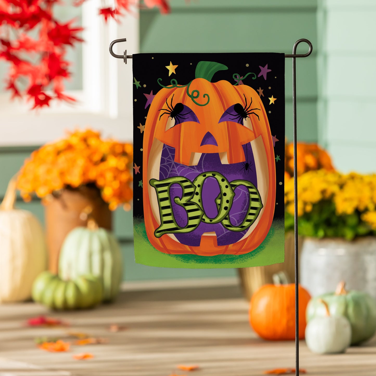 Boo Jack Pumpkin Suede Garden Flag