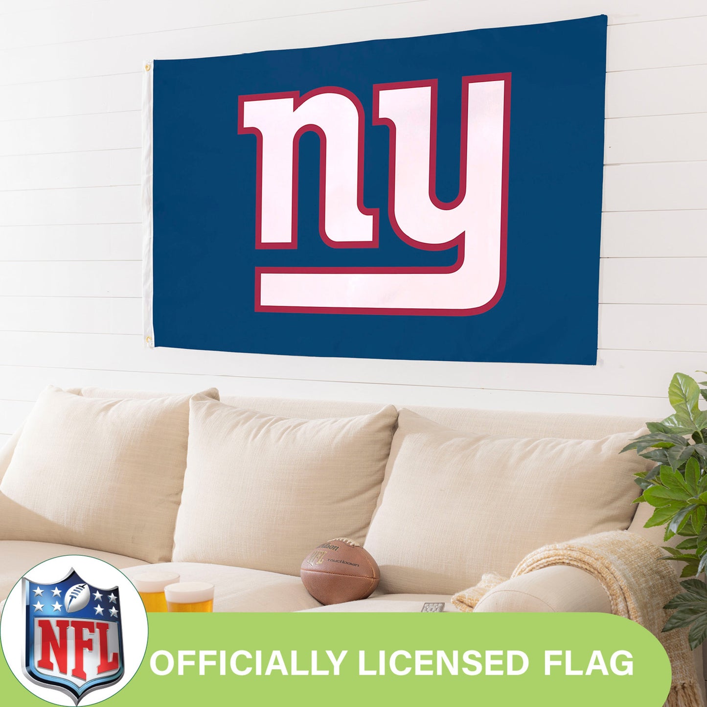 New York Giants Single Sided Flag with 2 Grommets, 3'x5'
