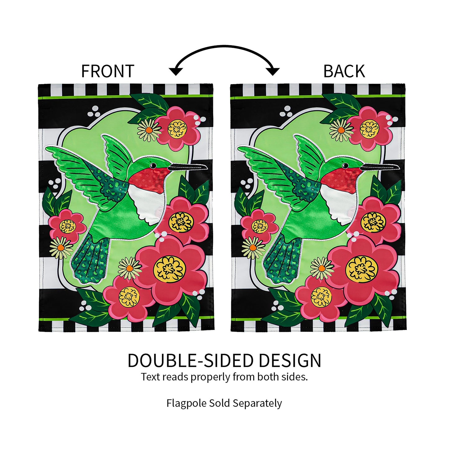Spring Hummingbird Garden Applique Flag