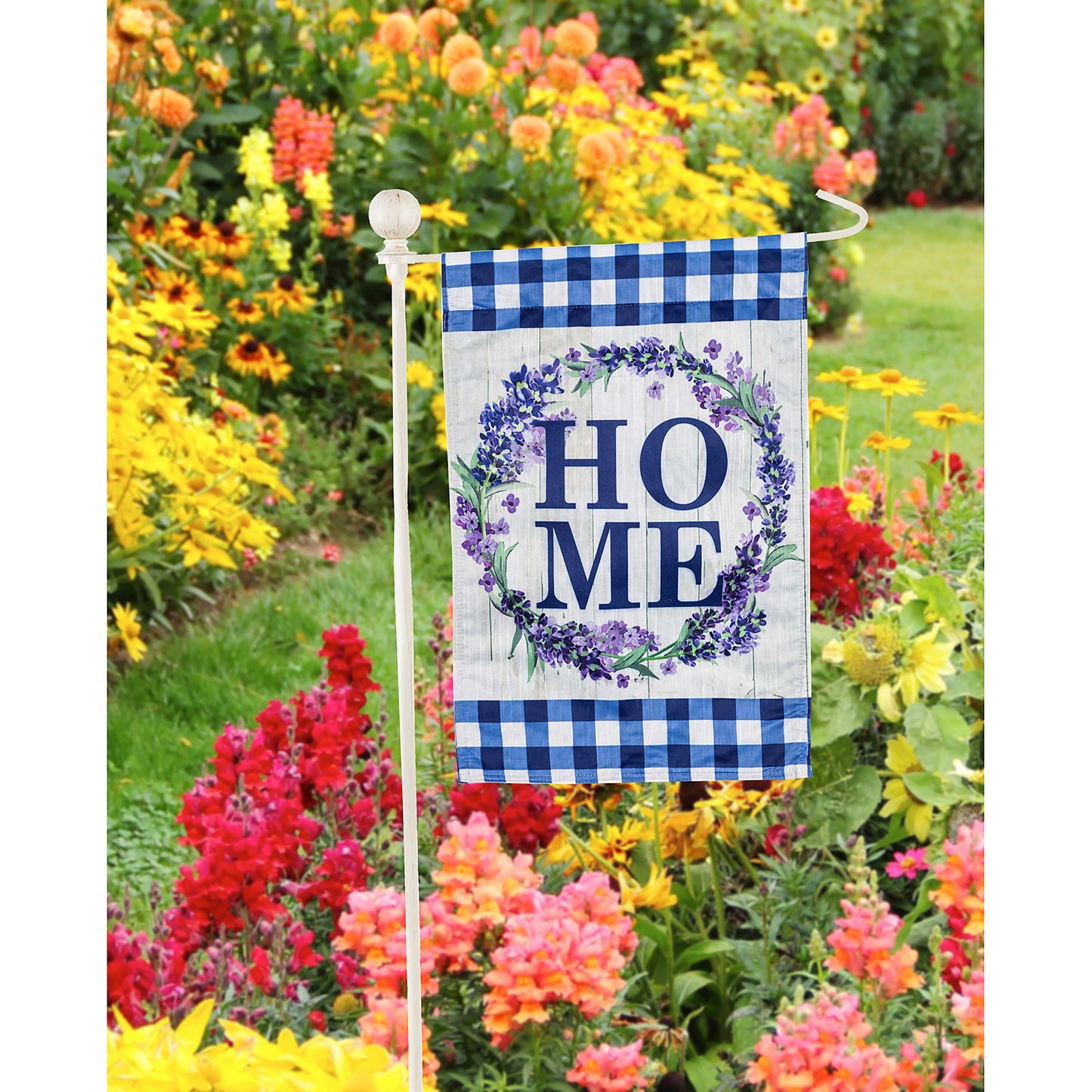 Metal Twist Garden Flag Stand, Brushed Ivory Finish