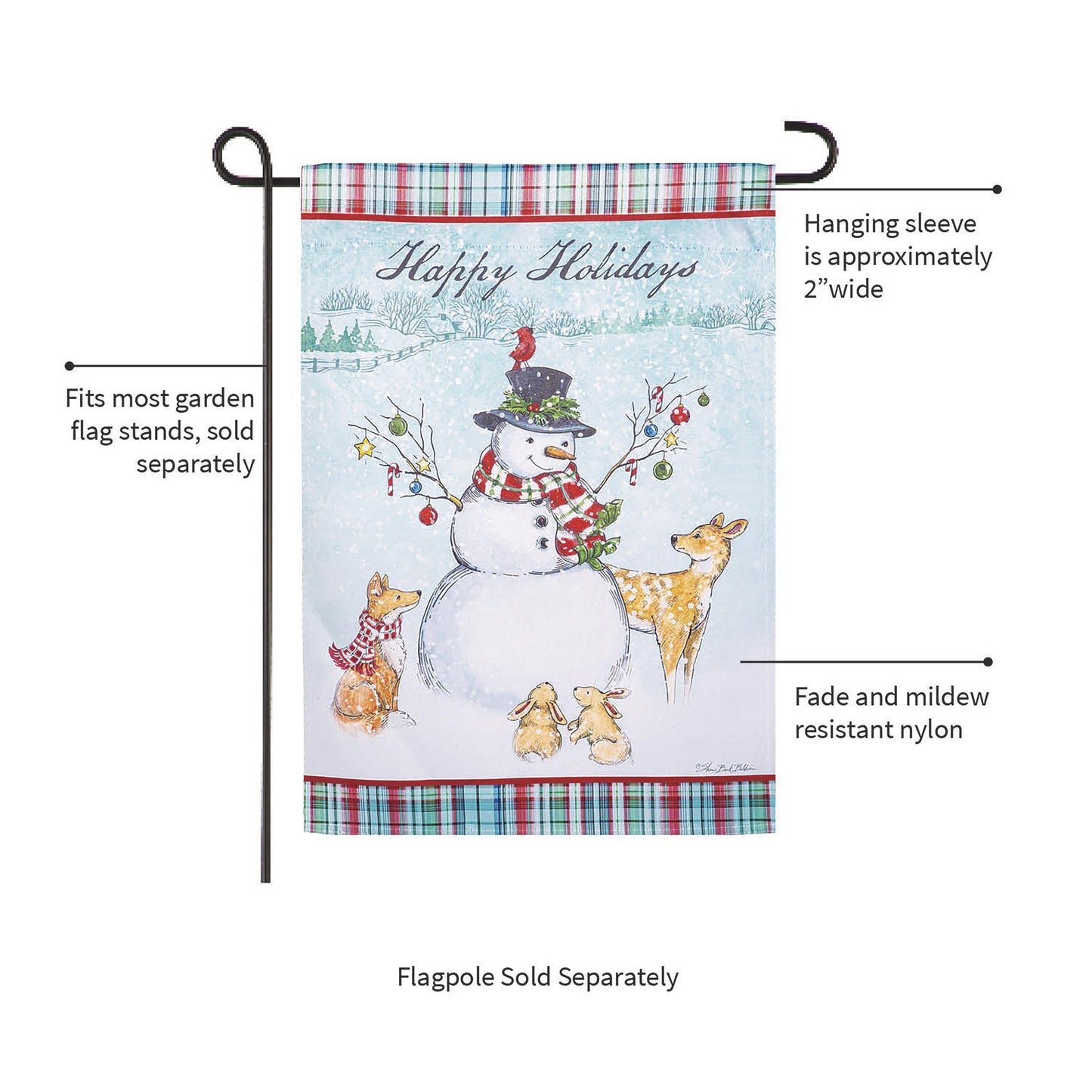 Snowman Holiday Reversible Suede Garden Flag