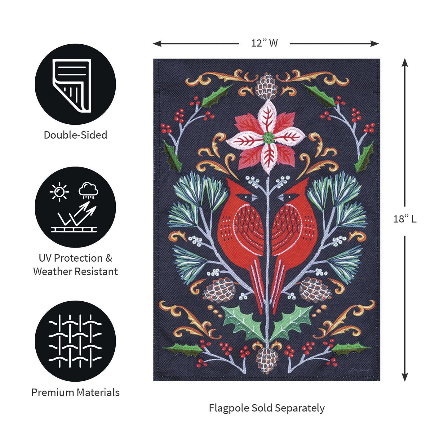 Cardinal Damask Burlap Garden Flag
