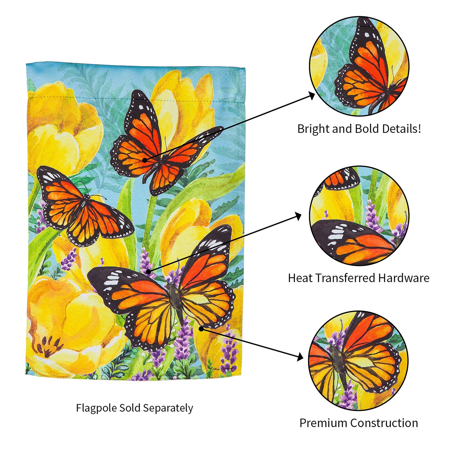 Tulip and Butterfly Garden Suede Flag