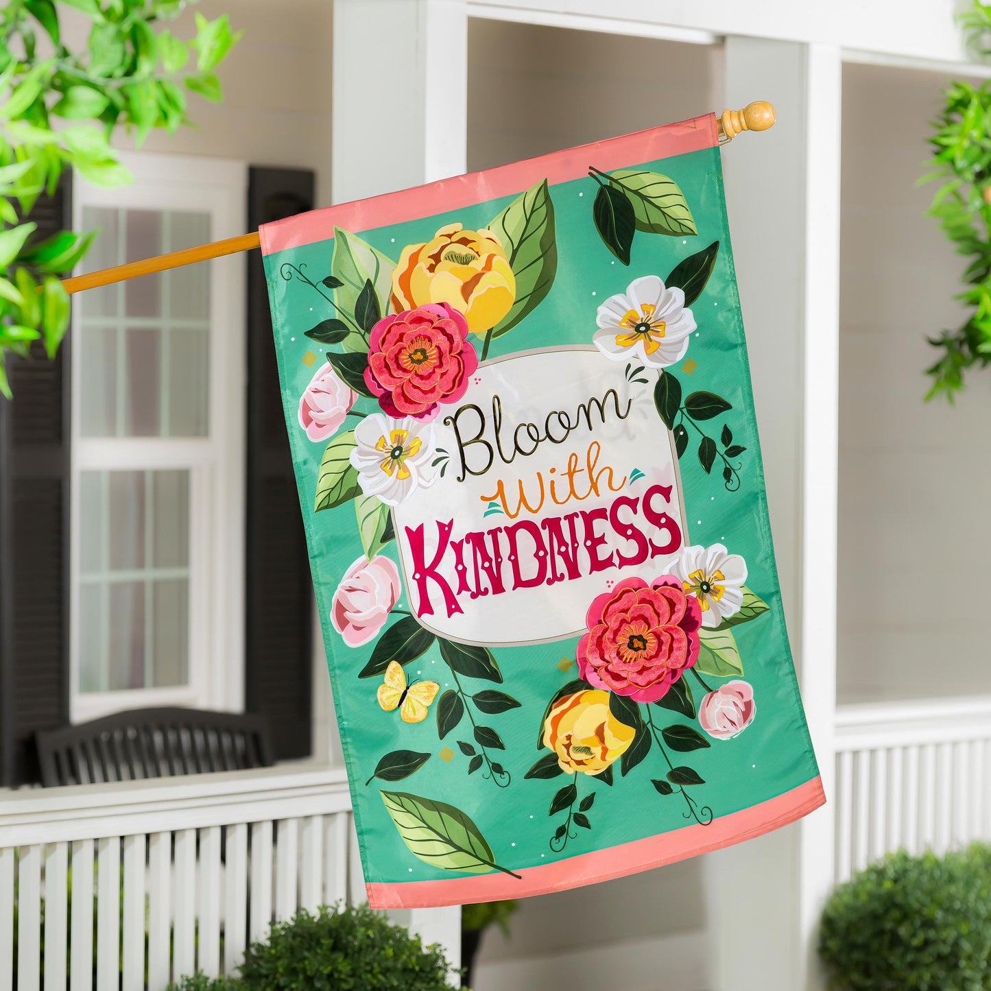 Bloom with Kindness Applique House Flag