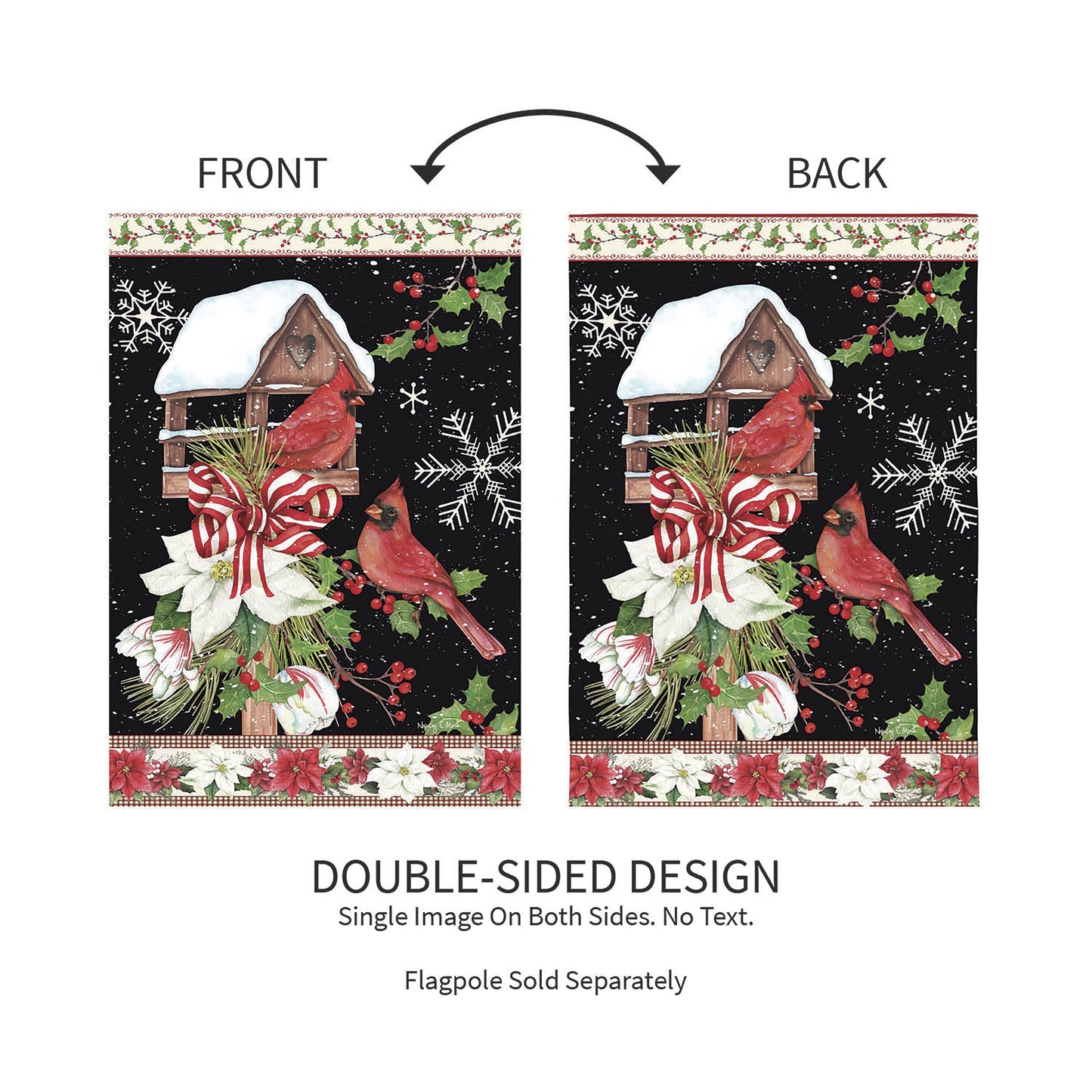 Joyful Cardinal Winter Visit Suede Garden Flag