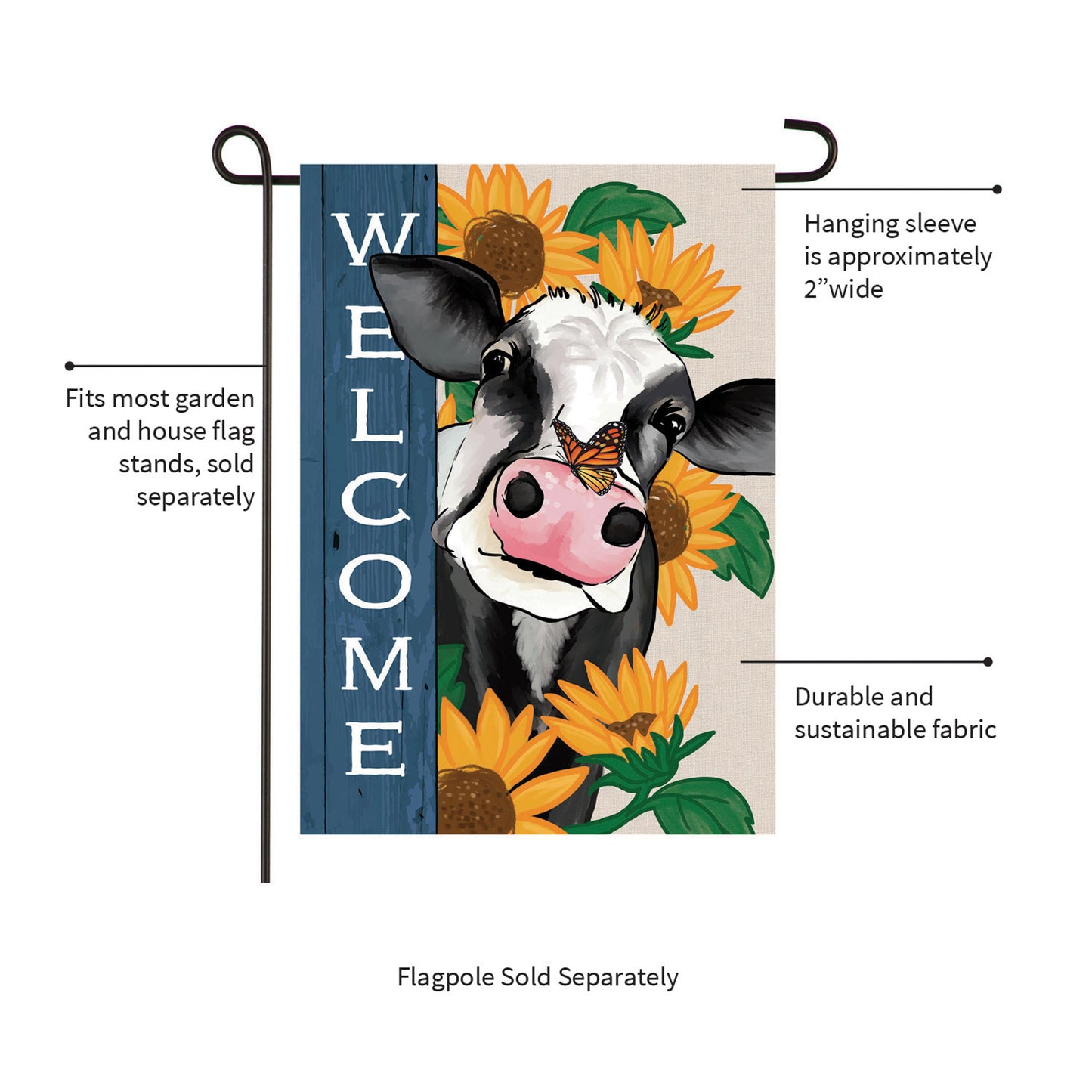 Mooove Over For Fall Suede Garden Flag