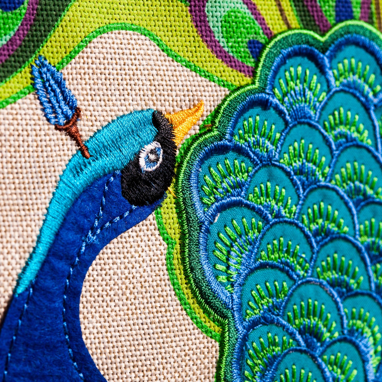 Peacock Garden Burlap Flag