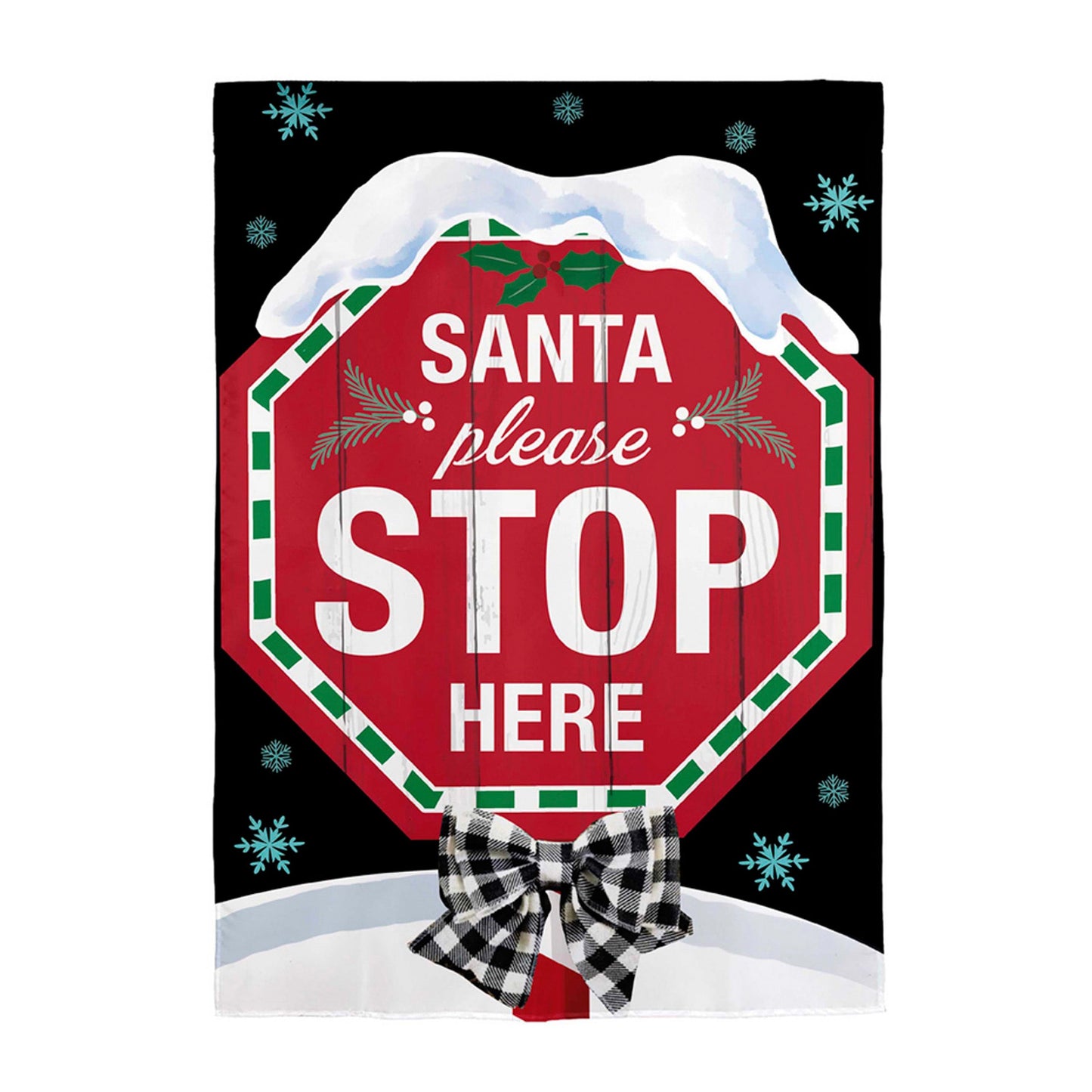 Santa Please Stop Here Applique House Flag