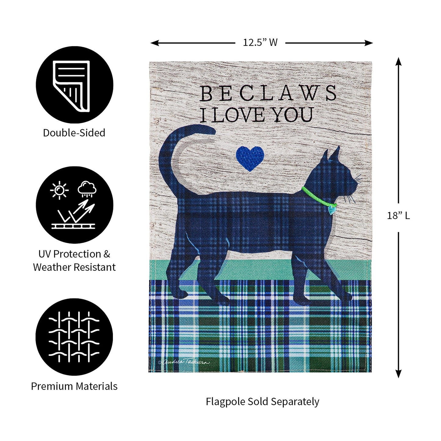 Beclaws I Love You Garden Burlap Flag
