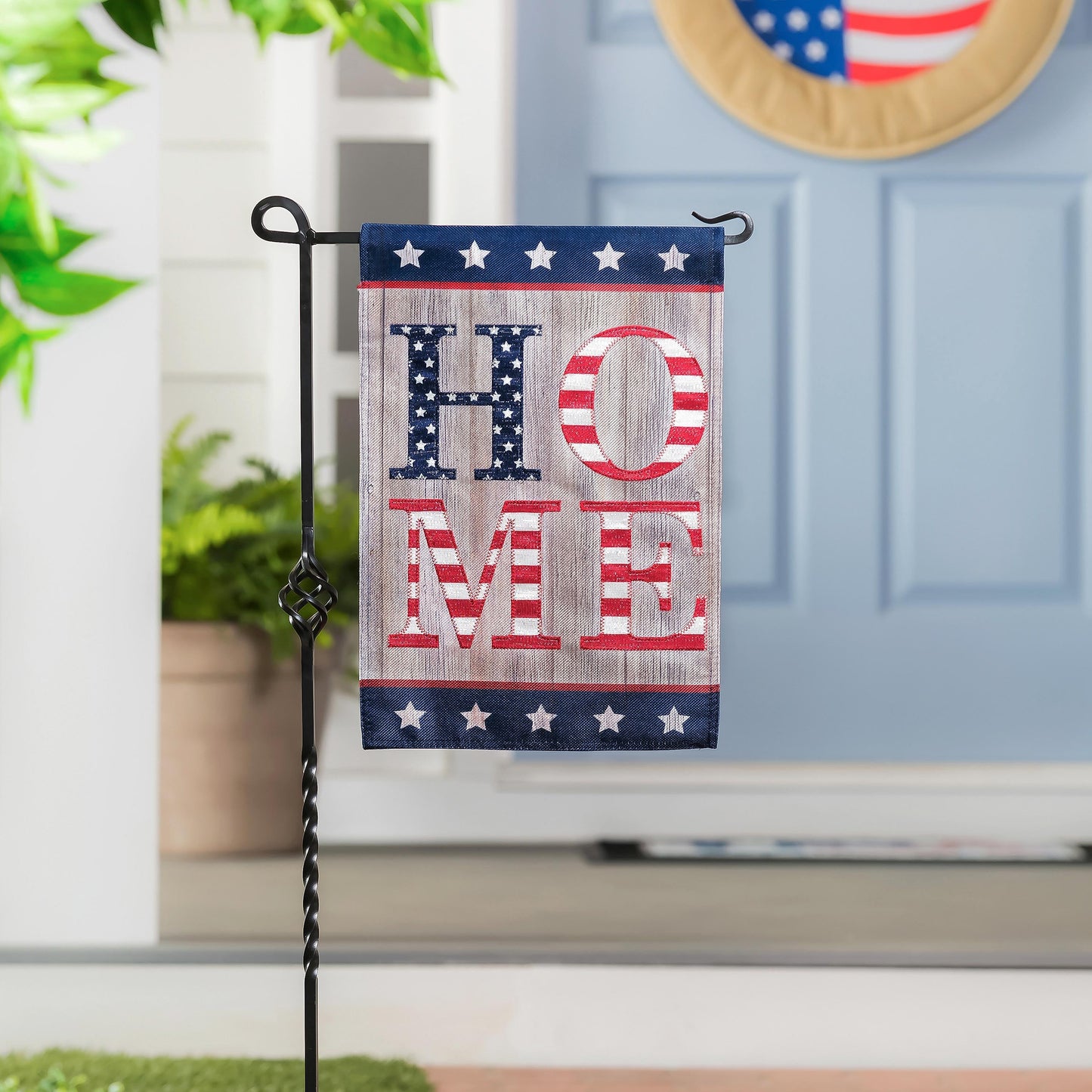 Stacked Home Garden Burlap Flag