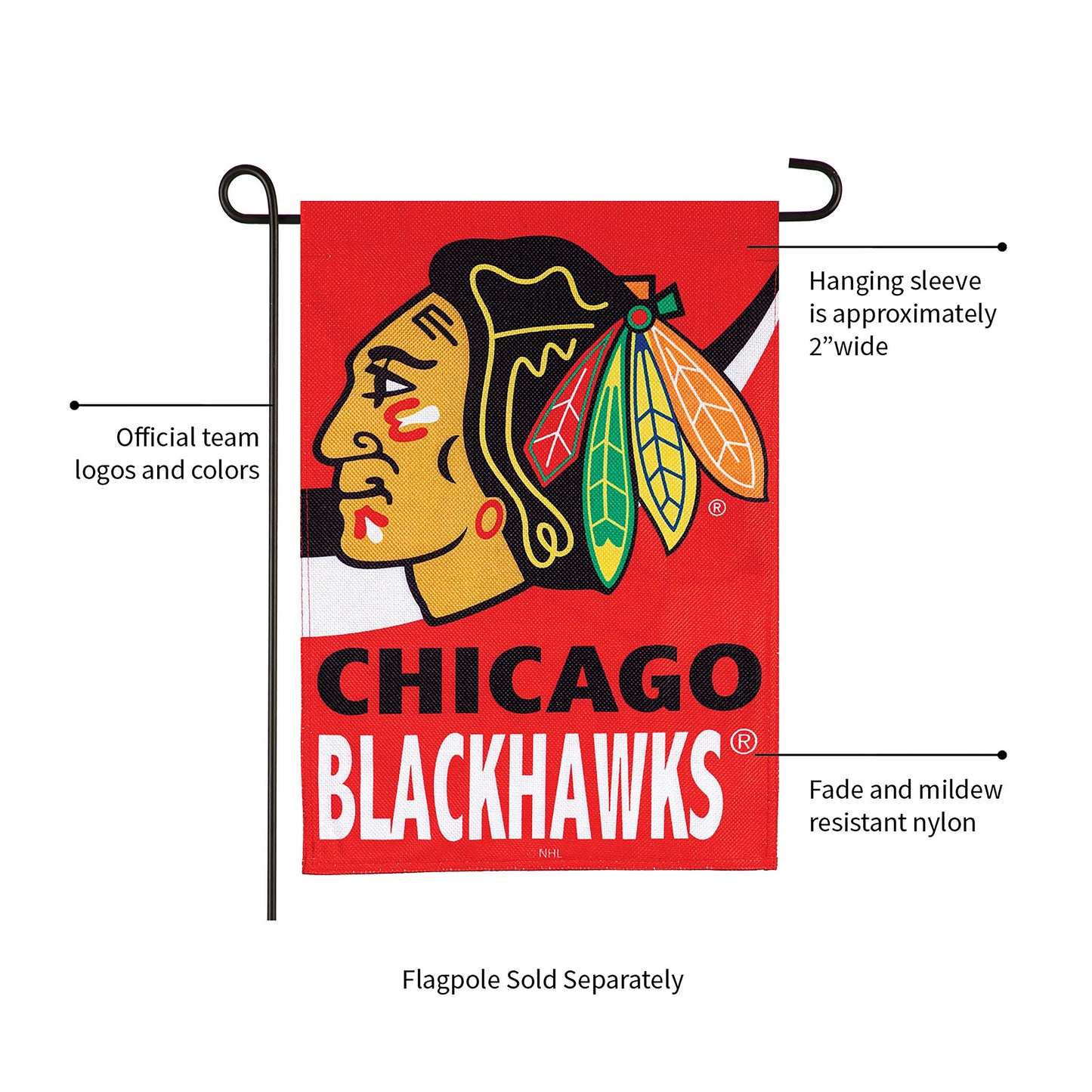 NHL Hockey Burlap Garden Flag, Chicago Blackhawks
