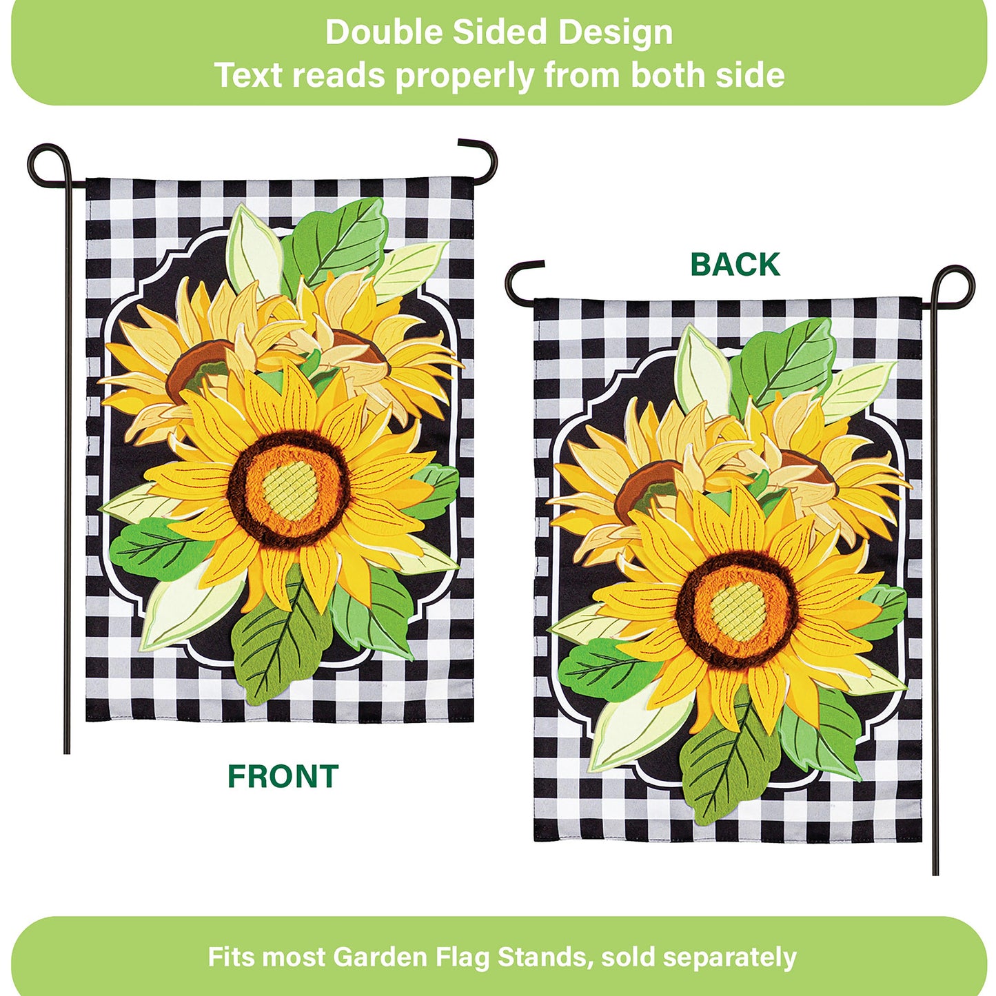Sunflowers and Checks Garden Linen Flag