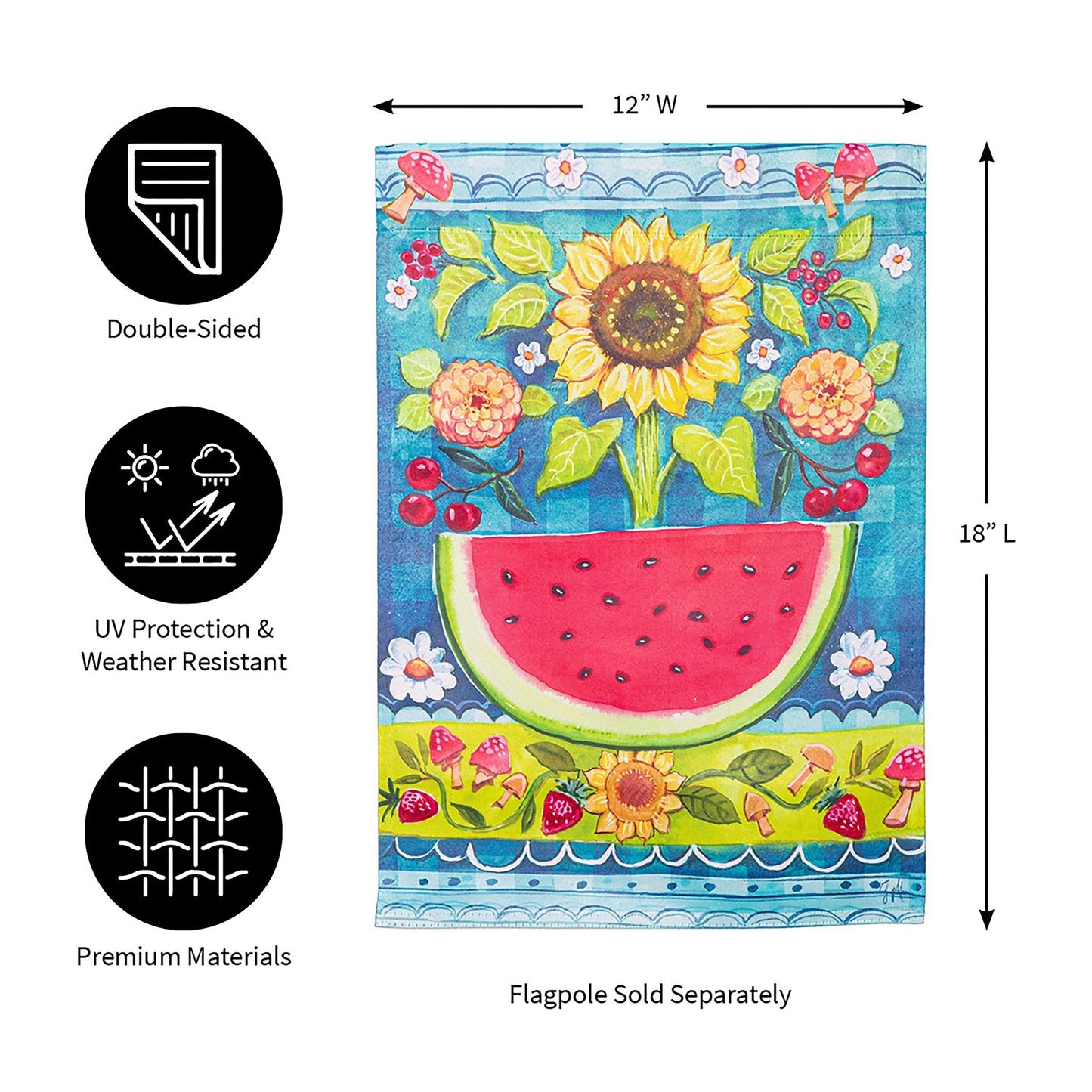 Folk Sunflower Suede Garden Flag