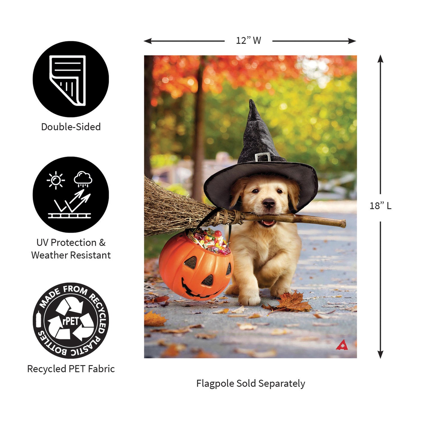 Goldens With Broom Suede Garden Flag