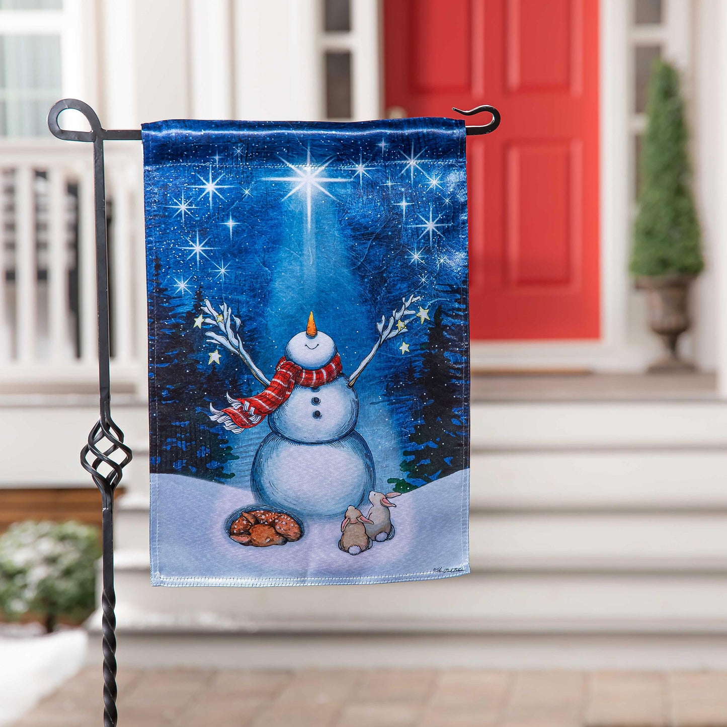 Star Heart Snowman Lustre Garden Flag