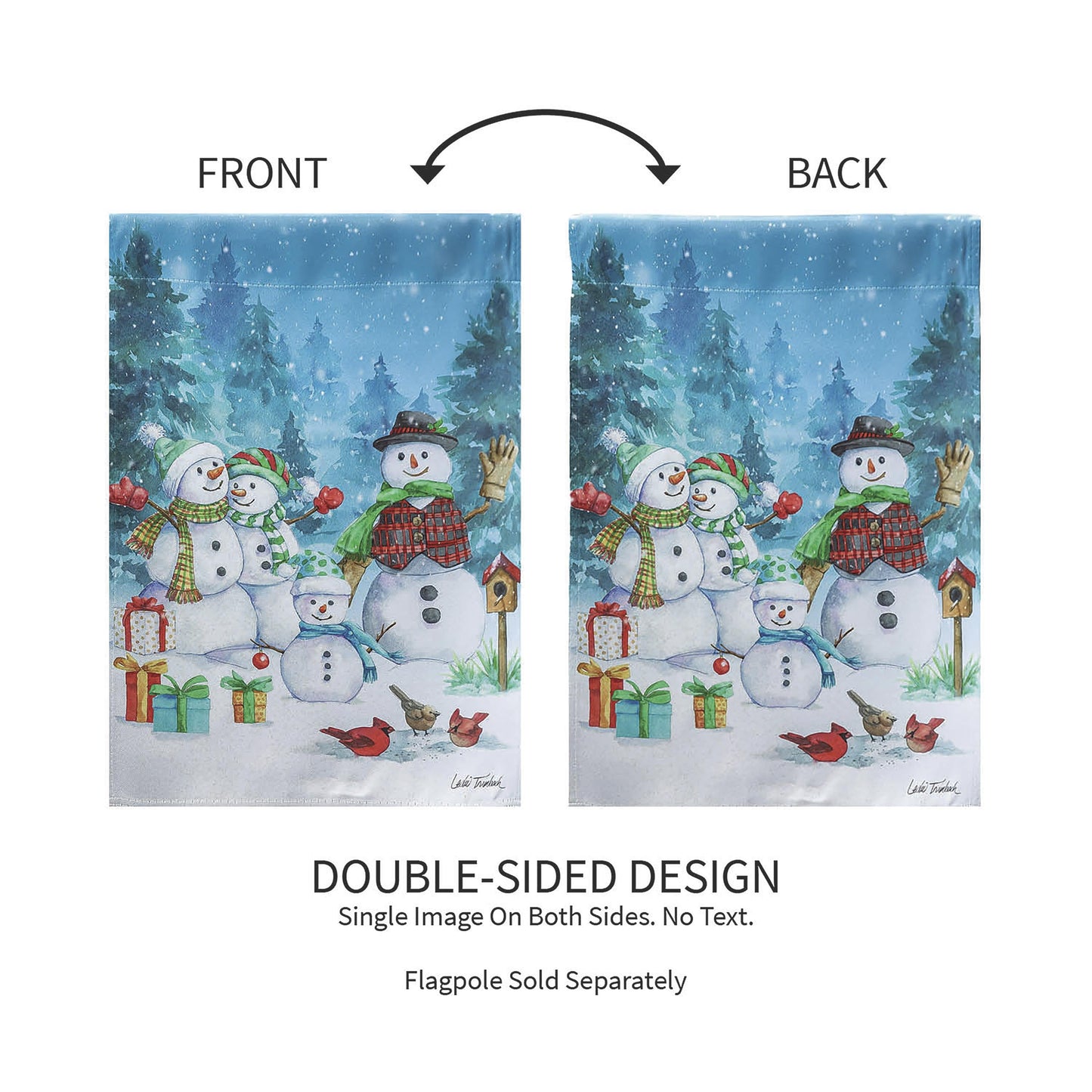 Snowman Family Suede Garden Flag