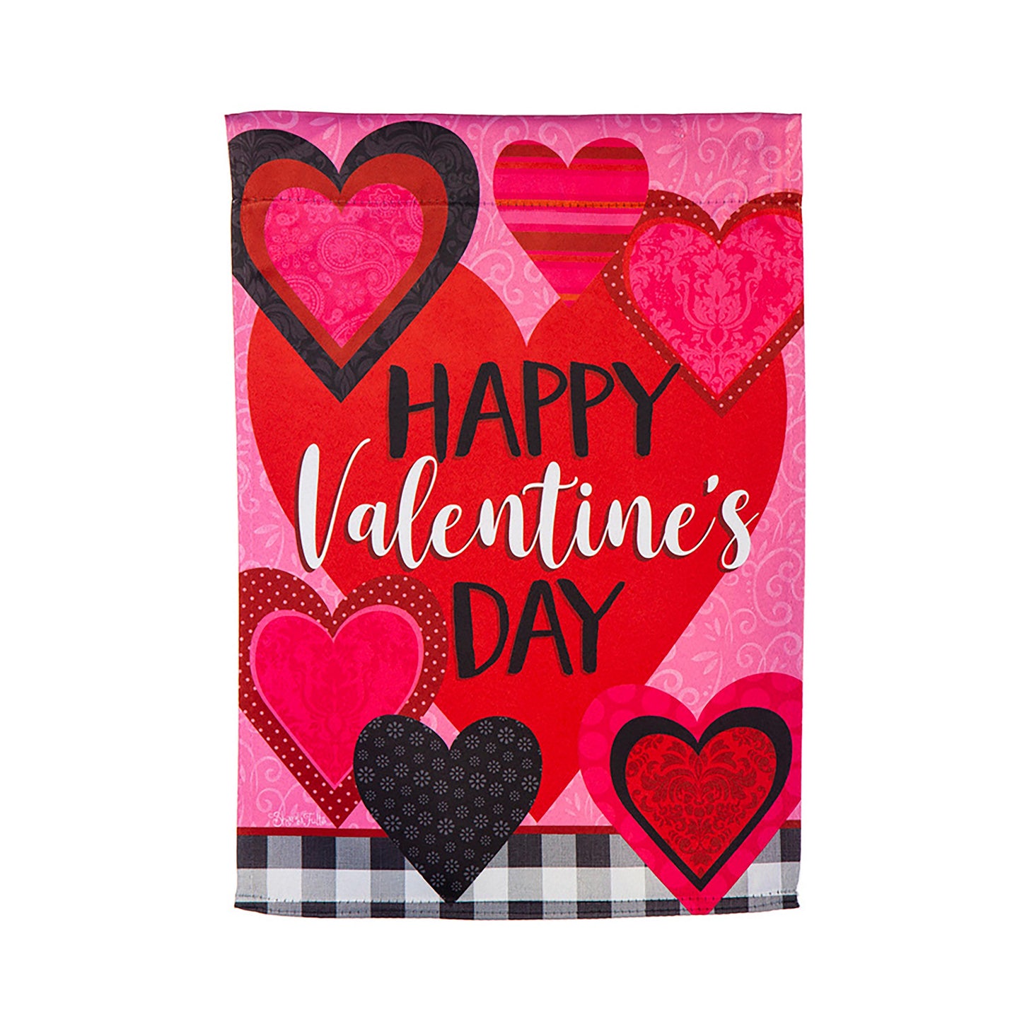 Patterned Valentine's Hearts Garden Suede Flag