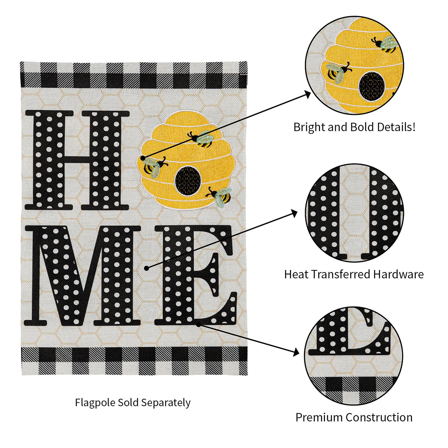 HOME Hive Garden Burlap Flag