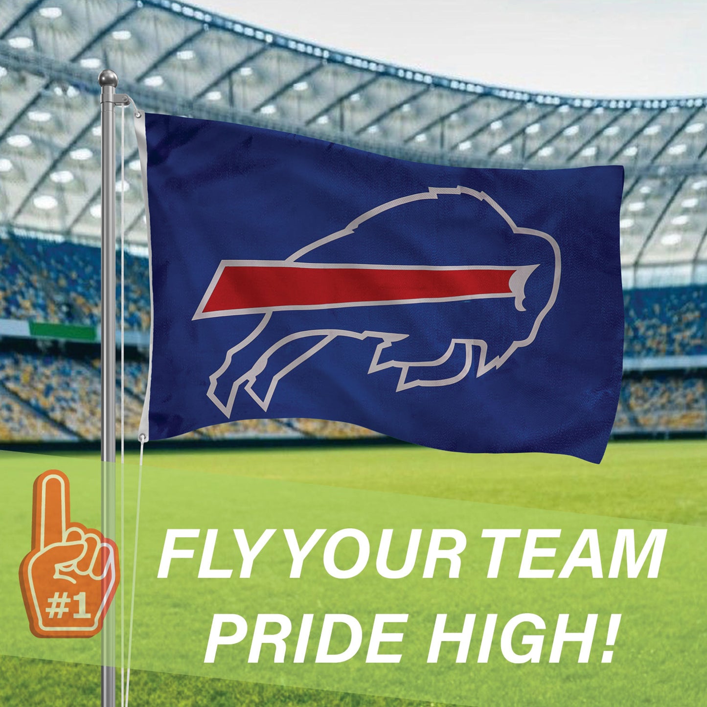 Buffalo Bills Single Sided Estate Flag with 2 Grommets, 3'x5'