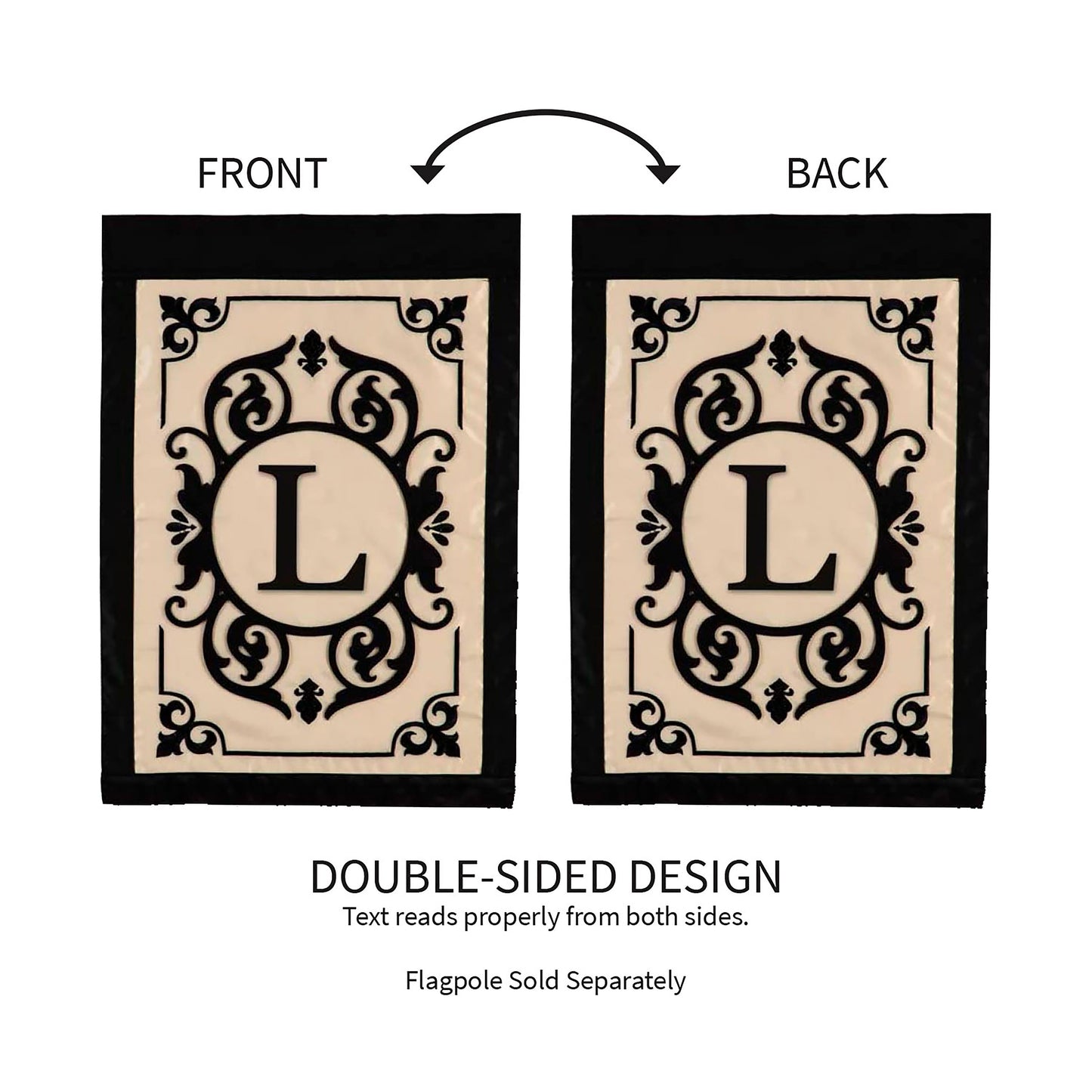 Cambridge Monogram Garden Applique Flag, Letter L