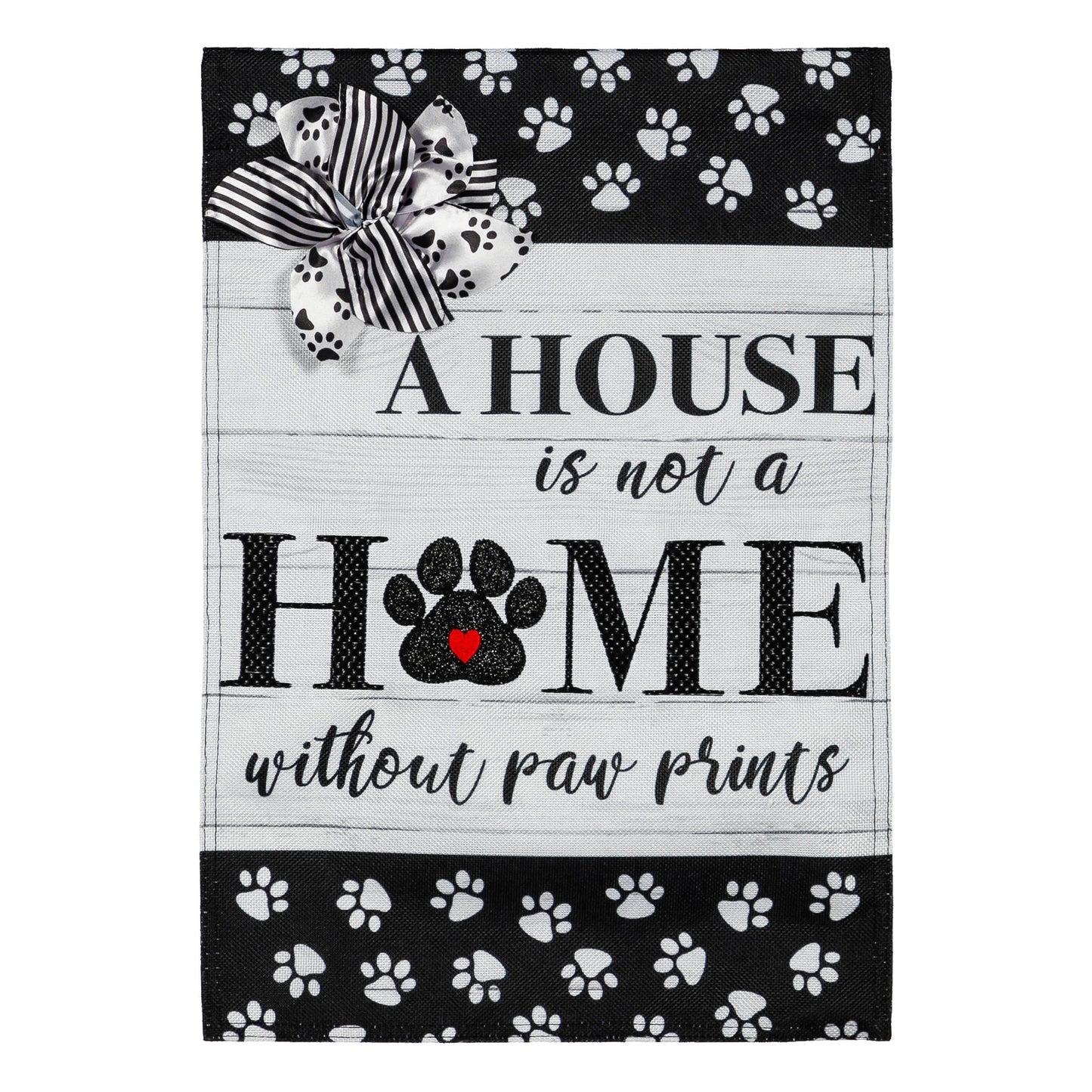 Paw Prints Burlap House Flag
