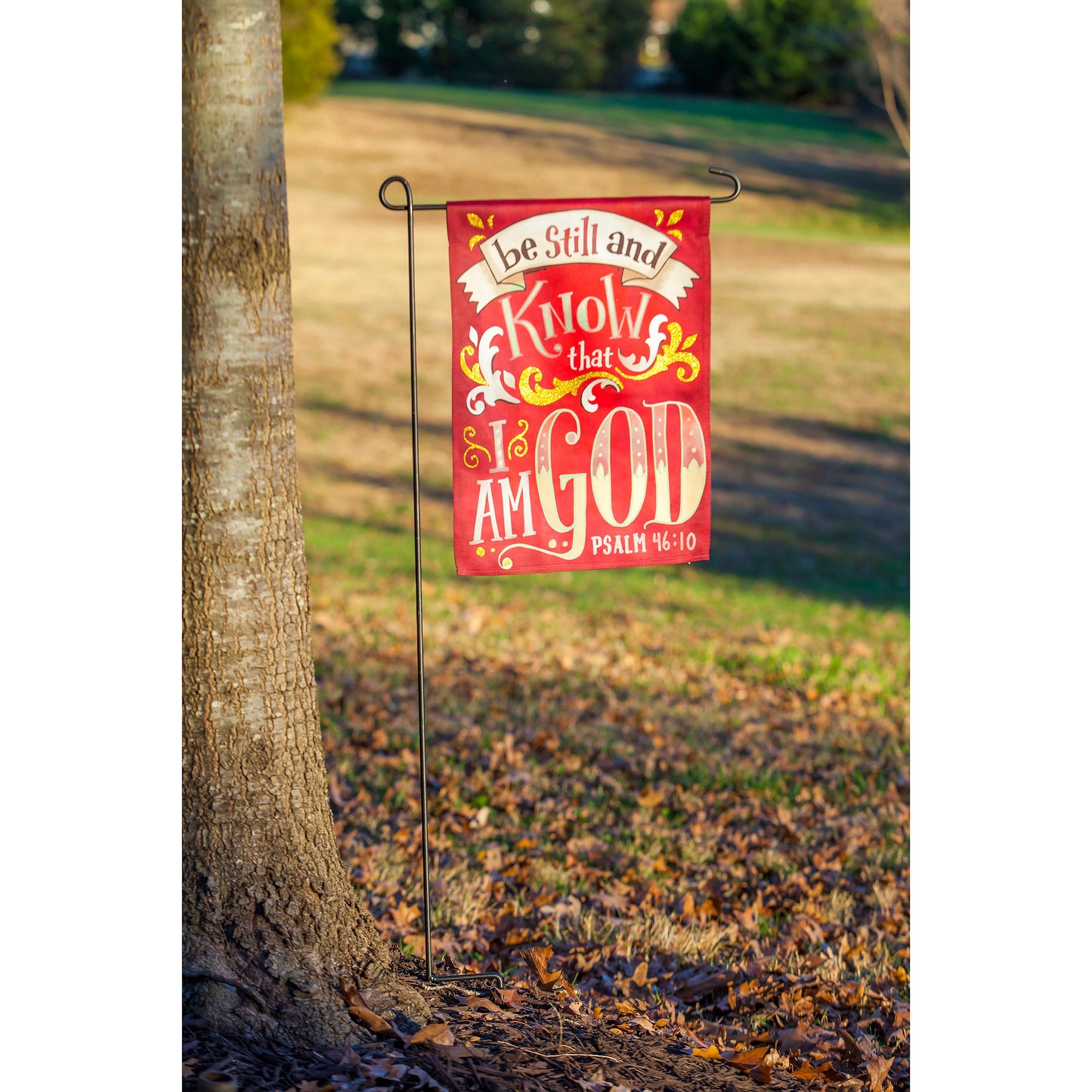 Psalm 46:10 Garden Suede Flag