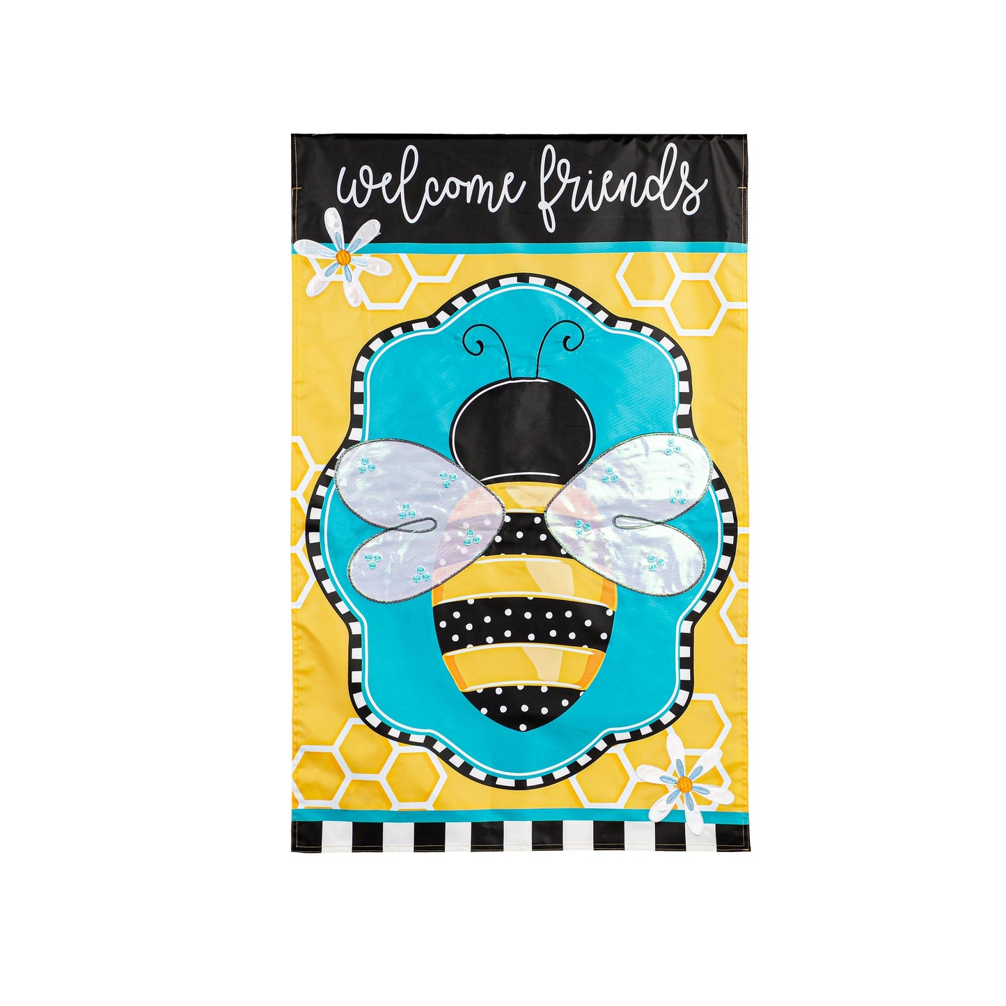 Buzzing Bee Welcome House Applique Flag