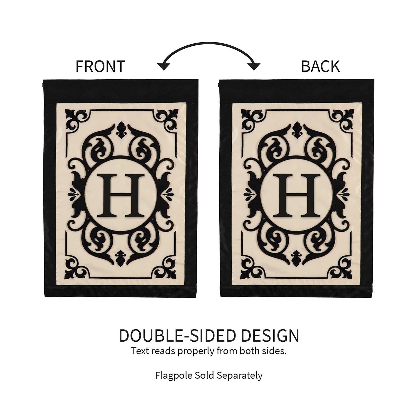 Cambridge Monogram Garden Applique Flag, Letter H