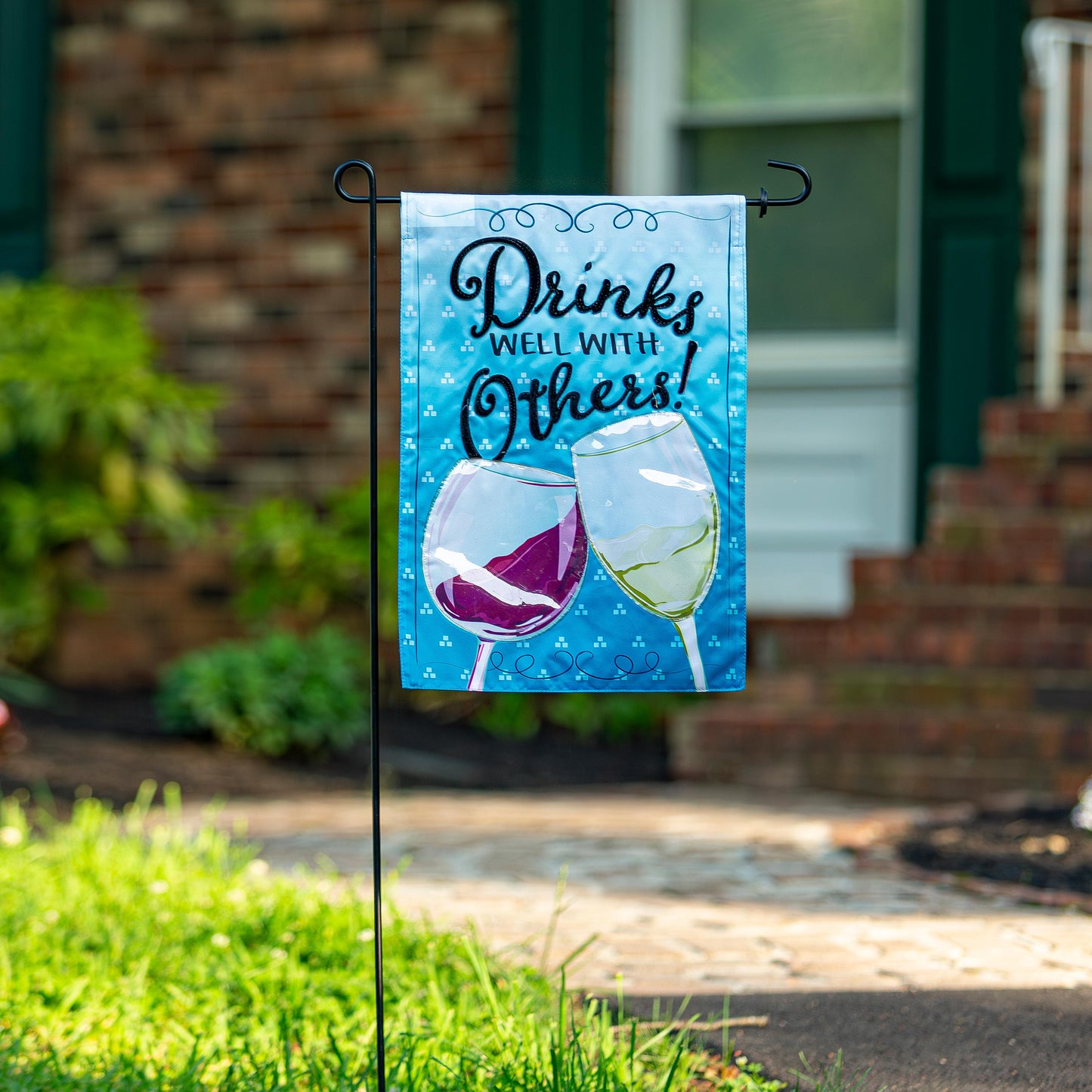 Drinks Well With Others Applique Garden Flag