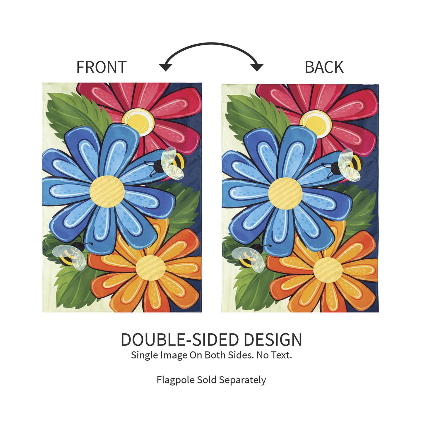 Spring Floral Applique Garden Flag